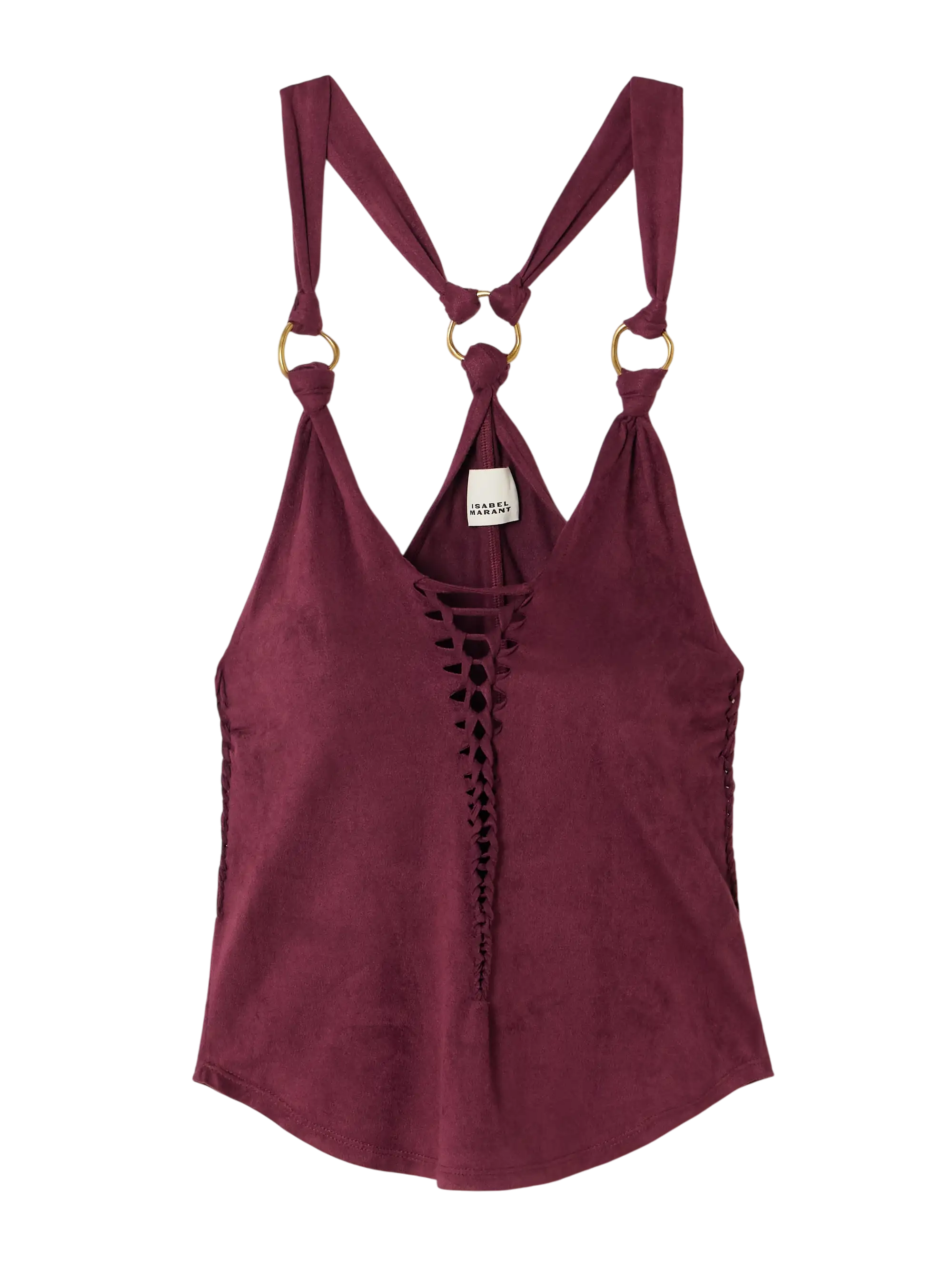 Sakina Embellished Cutout Braided Brushed-Jersey Tank