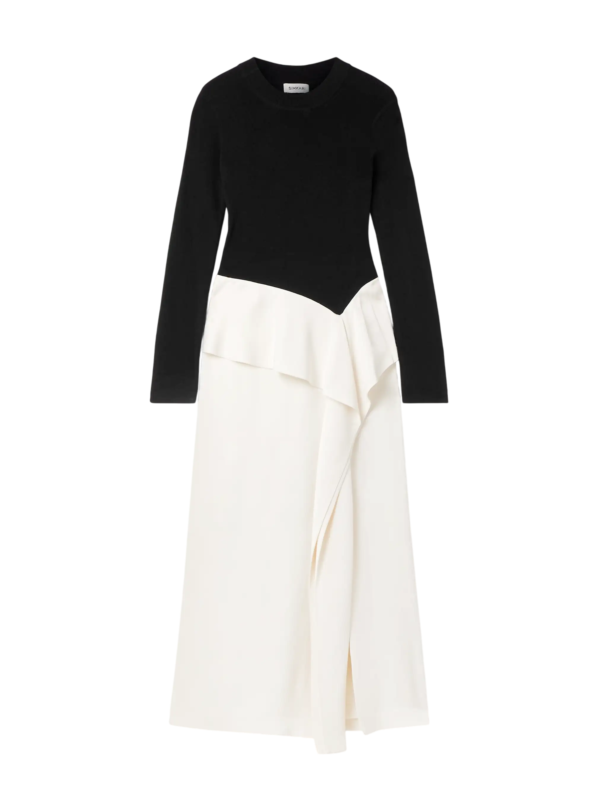 Ornella Stretch-Knit And Draped Satin Midi Dress