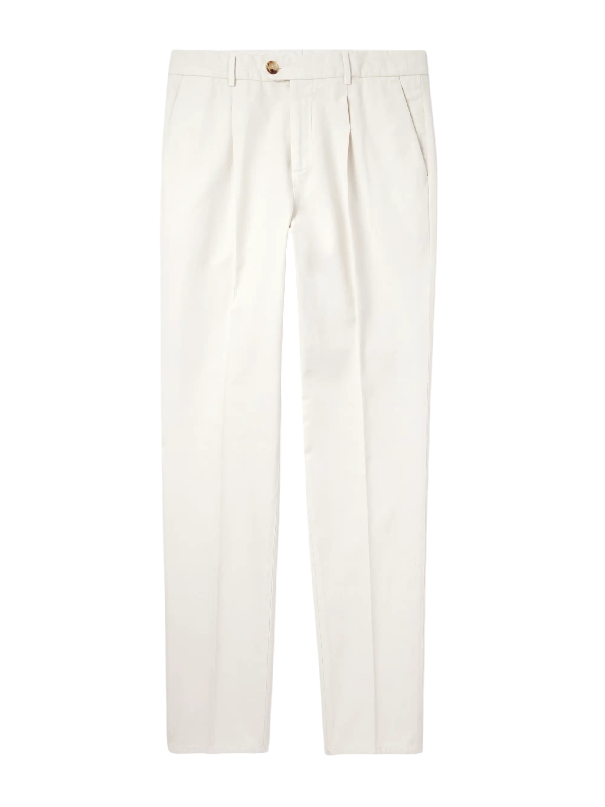 Brunello Cucinelli Straight-Leg Pleated Cotton-Twill Trousers