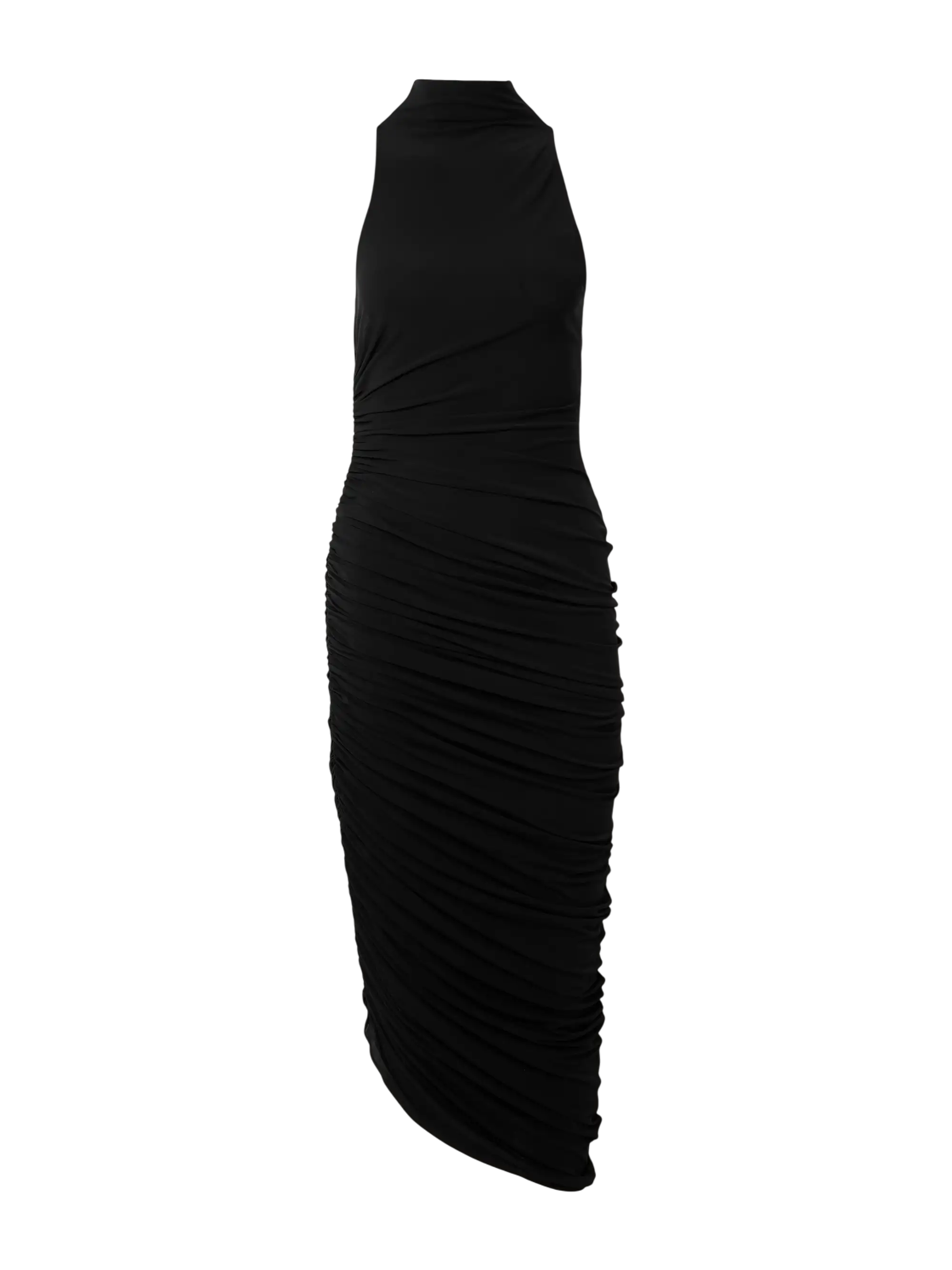 The Piazza Asymmetric Gathered Stretch-Jersey Turtleneck Dress