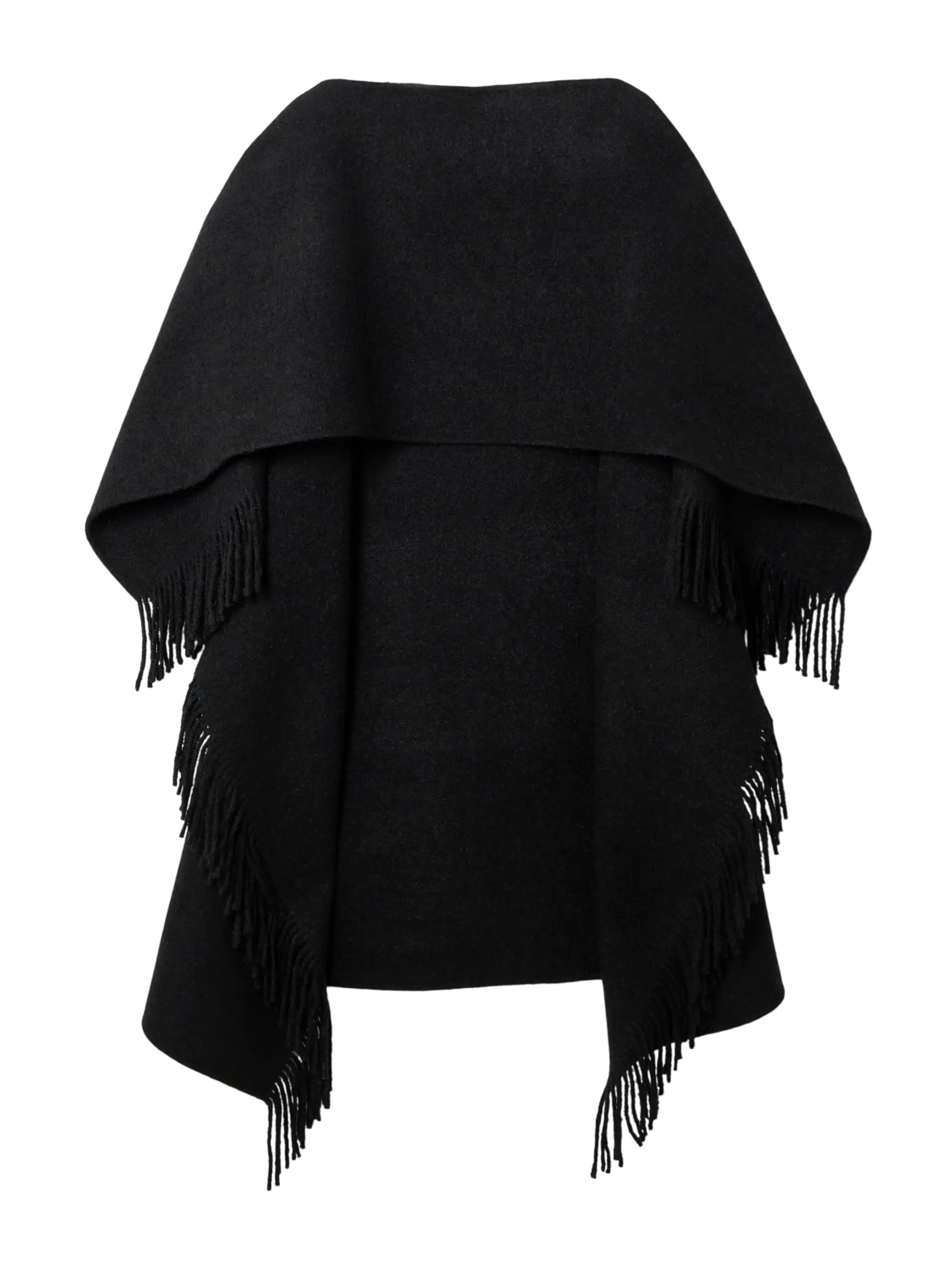 Fringed Wool-Blend Poncho