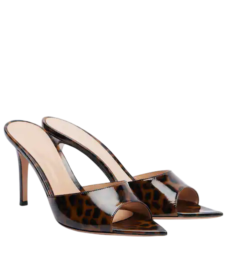 Elle 85 Leopard-Print Patent Leather Sandals