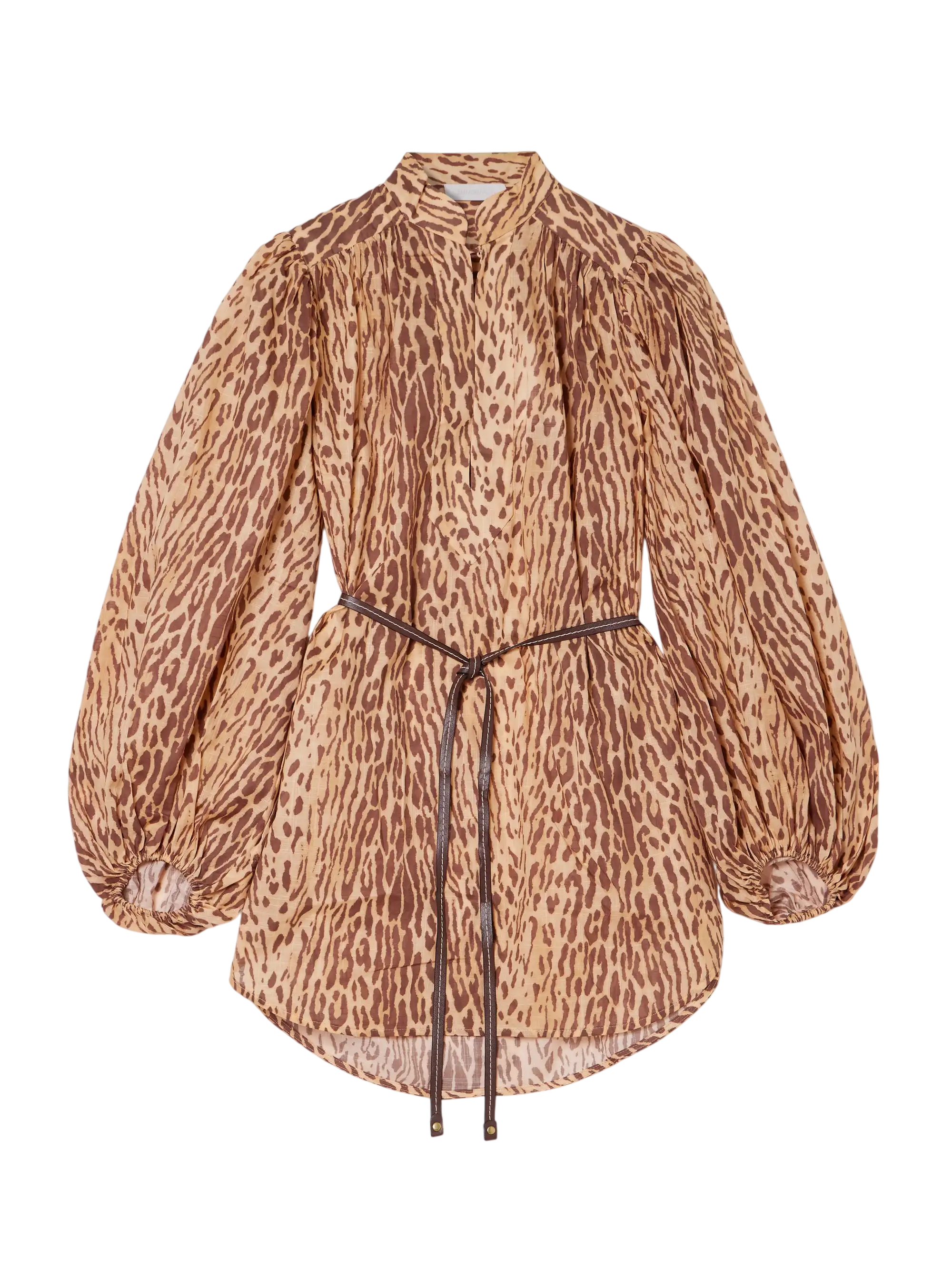 Cascadian Belted Leopard-Print Cotton-Voile Tunic