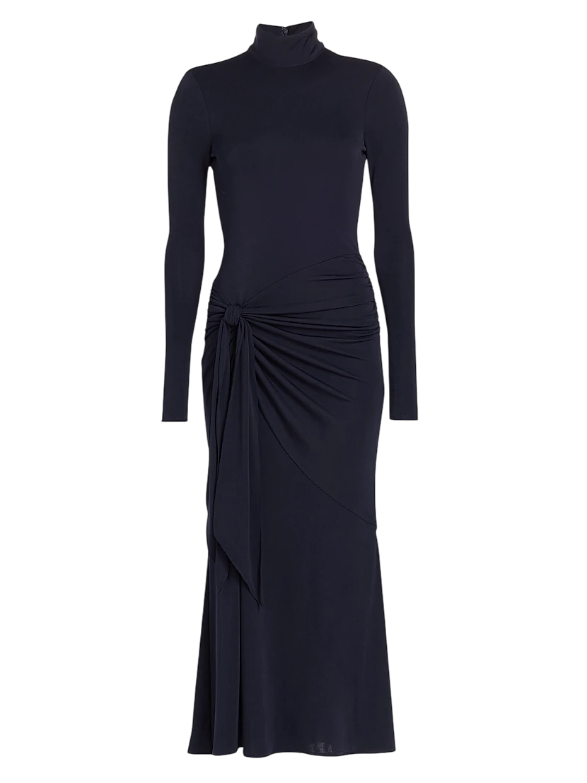 Johnson Draped Turtleneck Midi-Dress