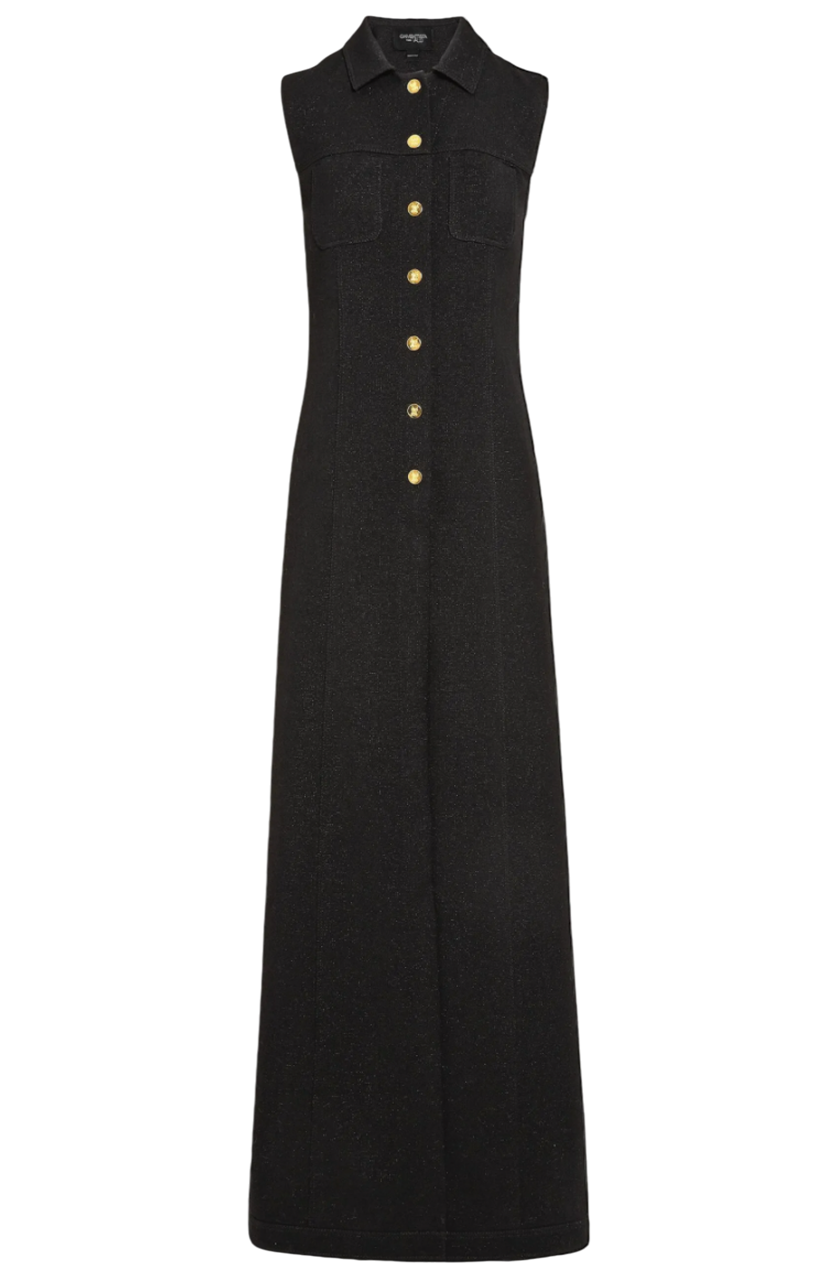 Button-front sleeveless maxi gilet