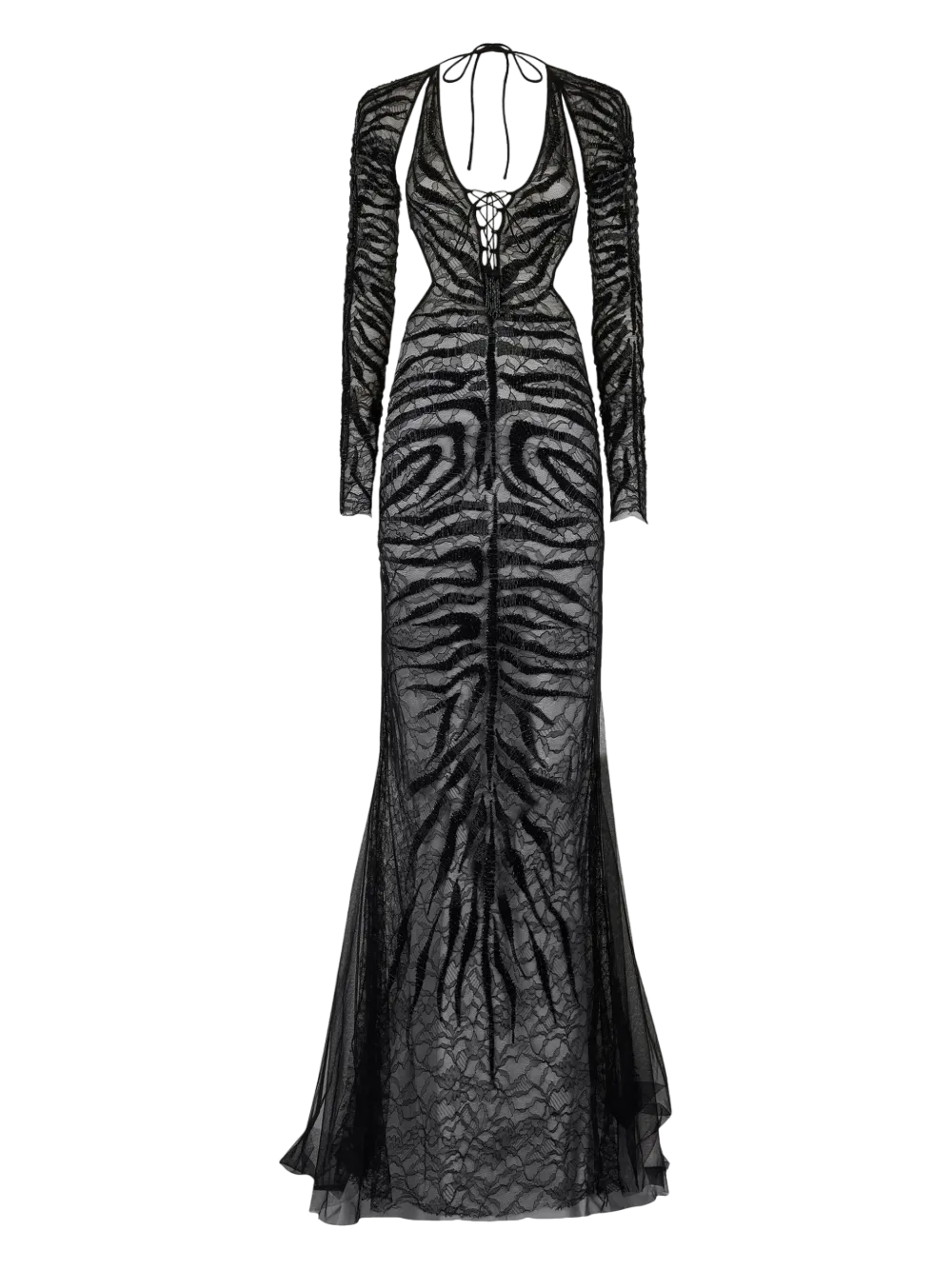 Sheer Tiger-Print Evening Dress