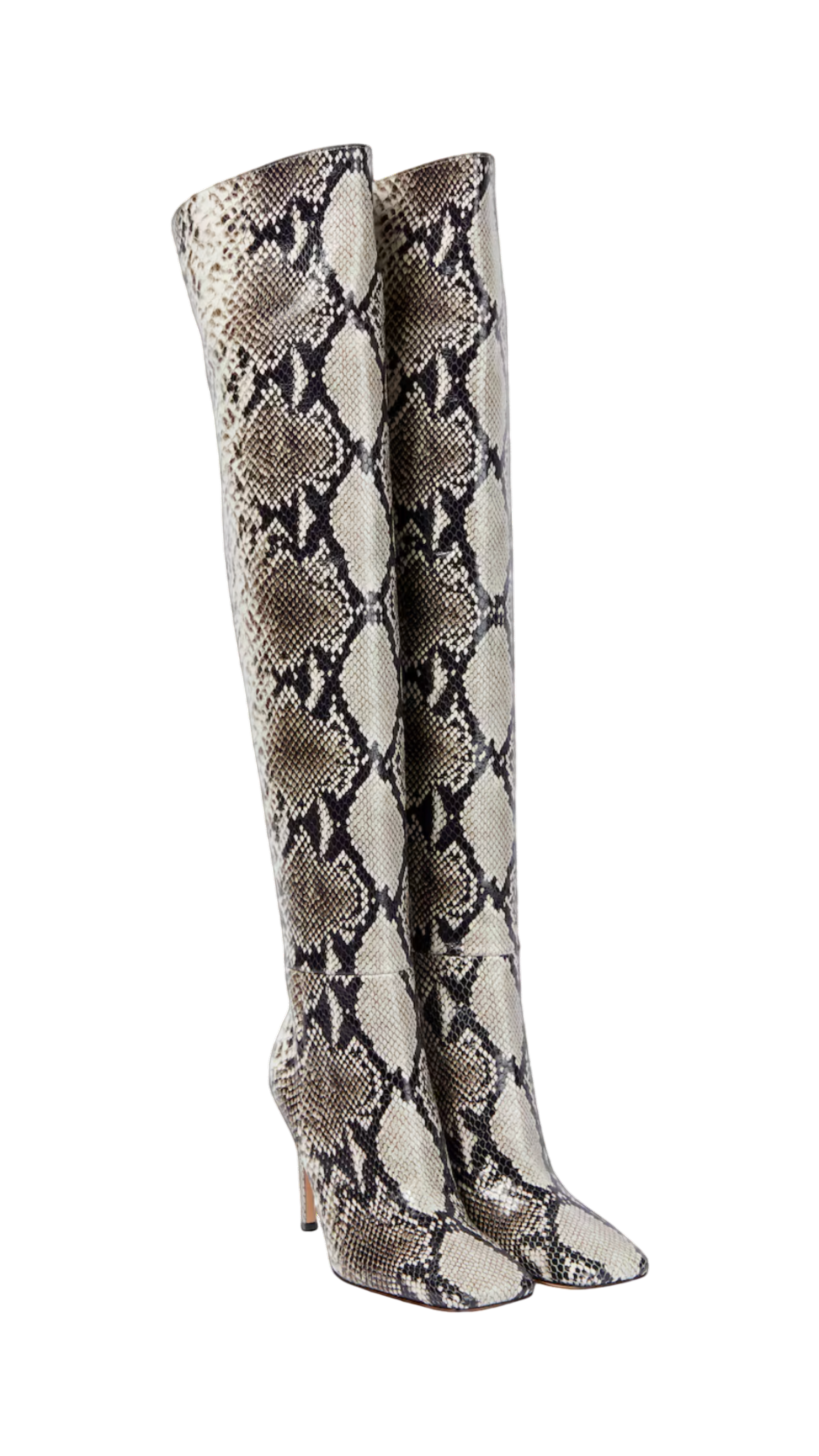 Snake-effect Leather Over-the-knee Boots