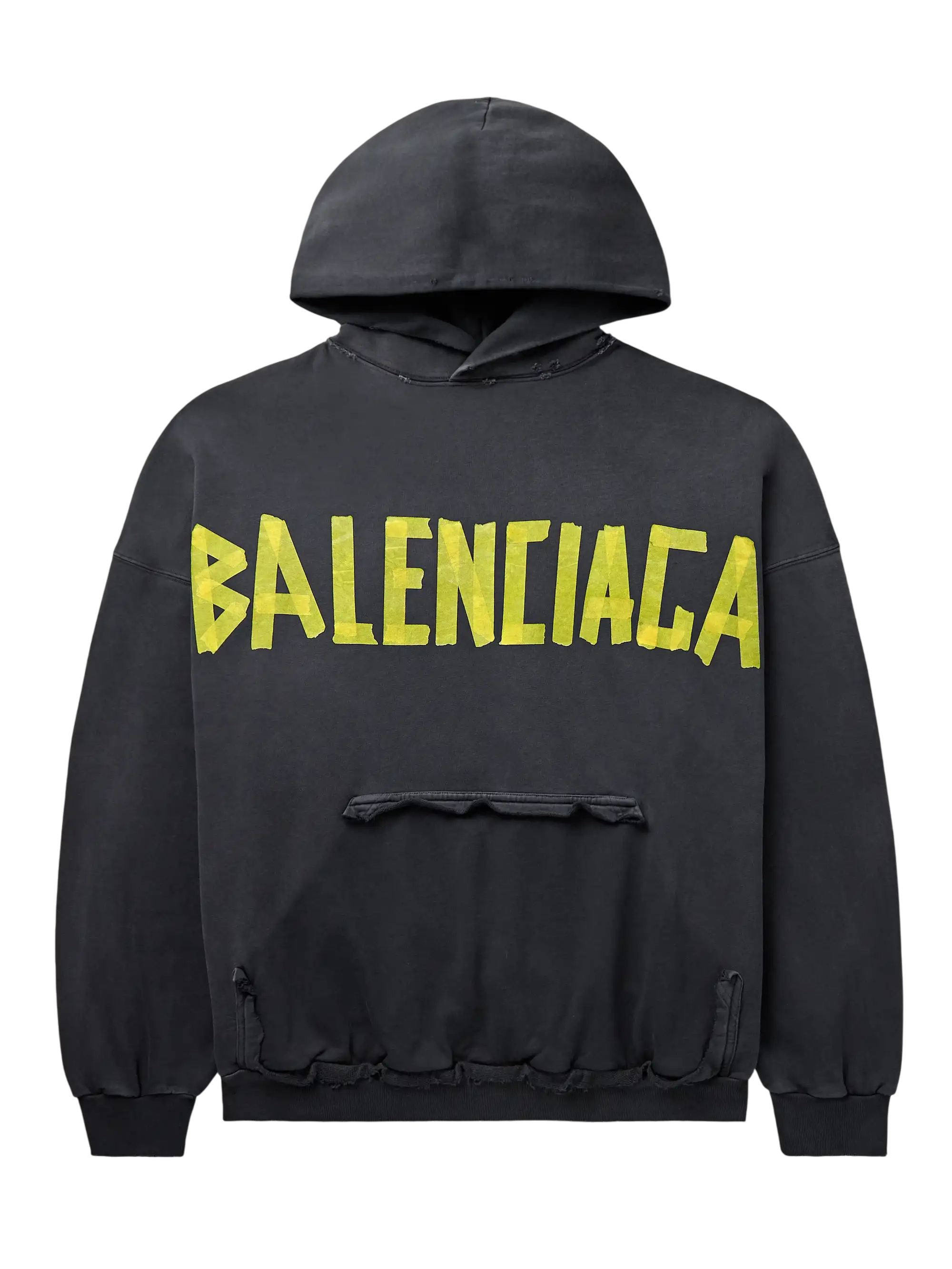 Tape Type Oversized Distressed Logo-Print Cotton-Jersey Hoodie