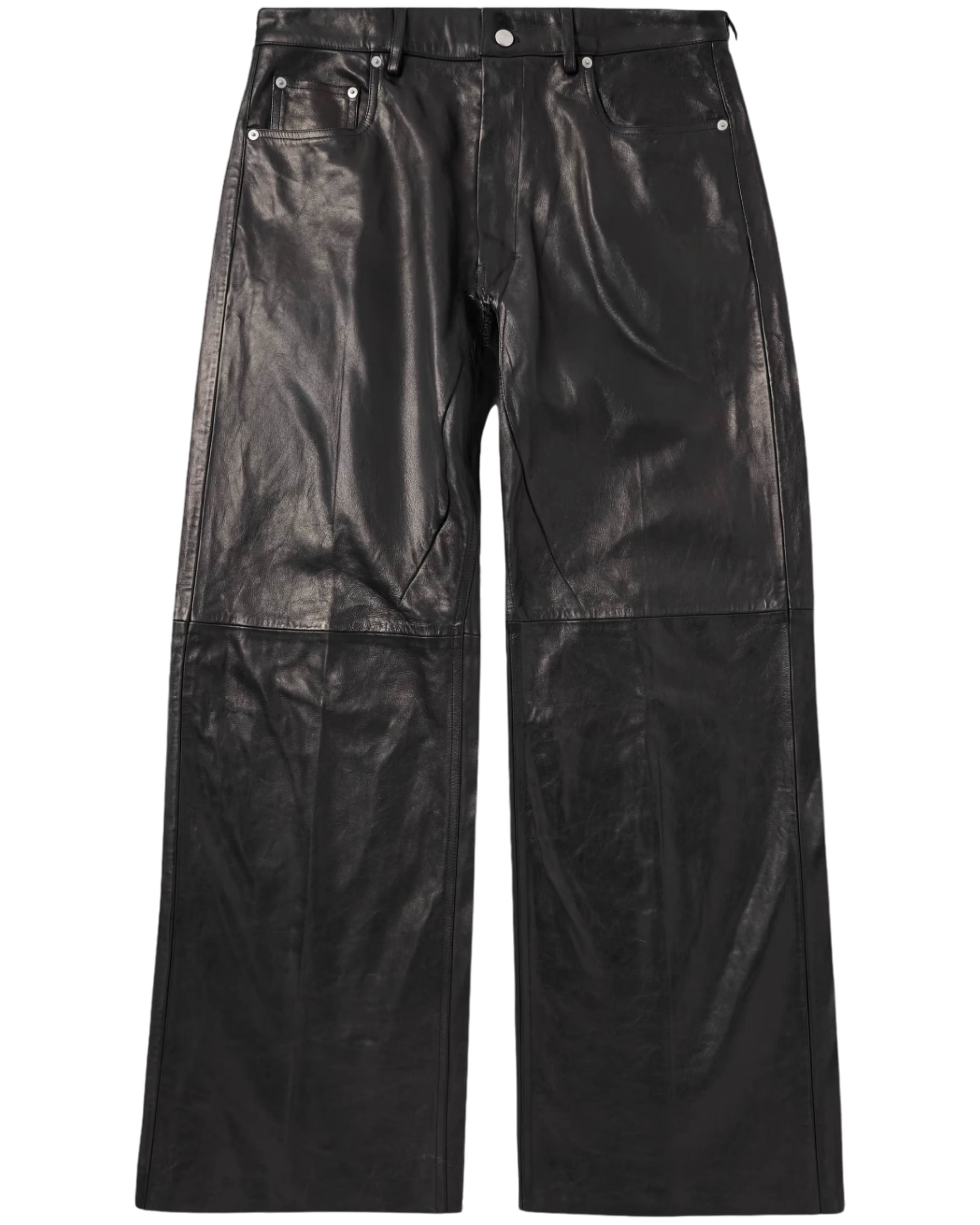 Geth Wide-Leg Panelled Leather Trousers