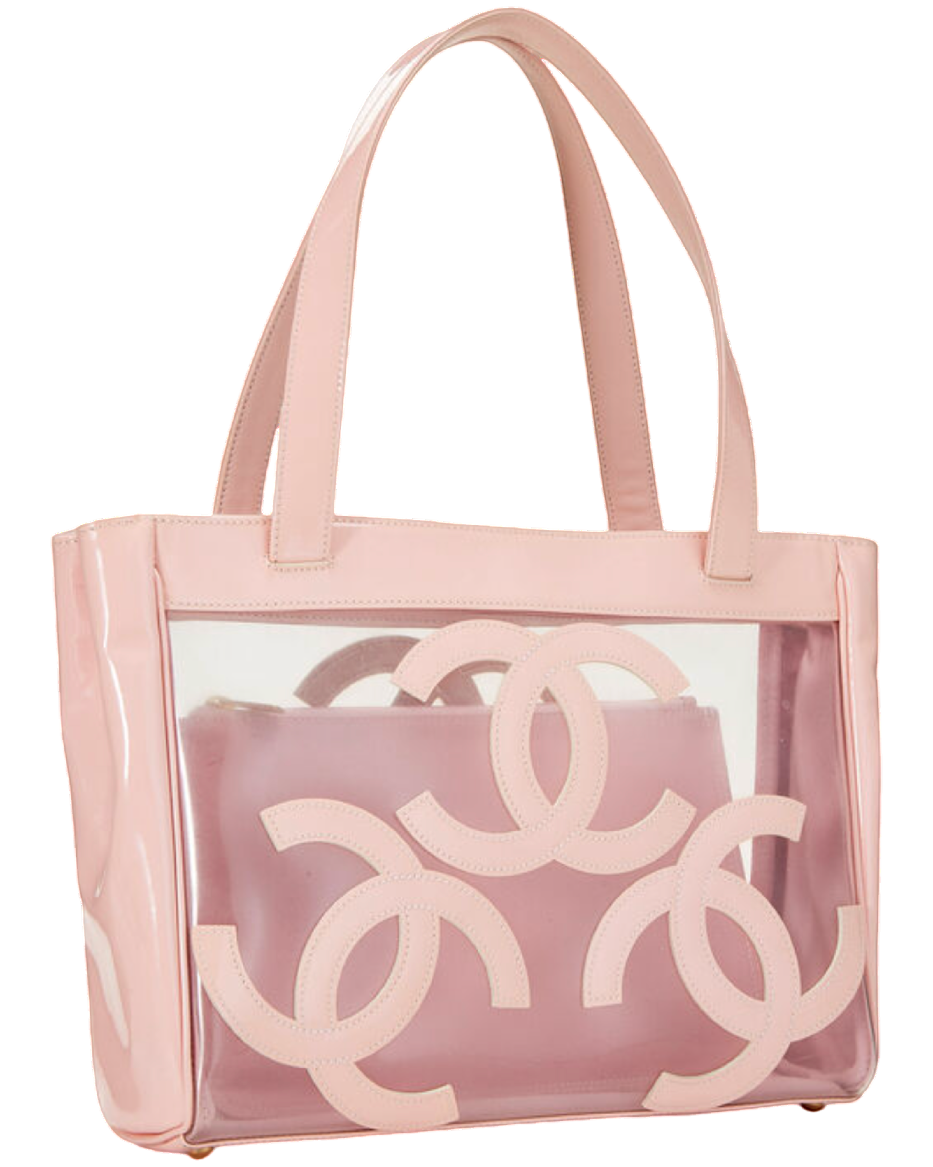 Chanel Pink Vinyl 3 'CC' Tote Bag Medium