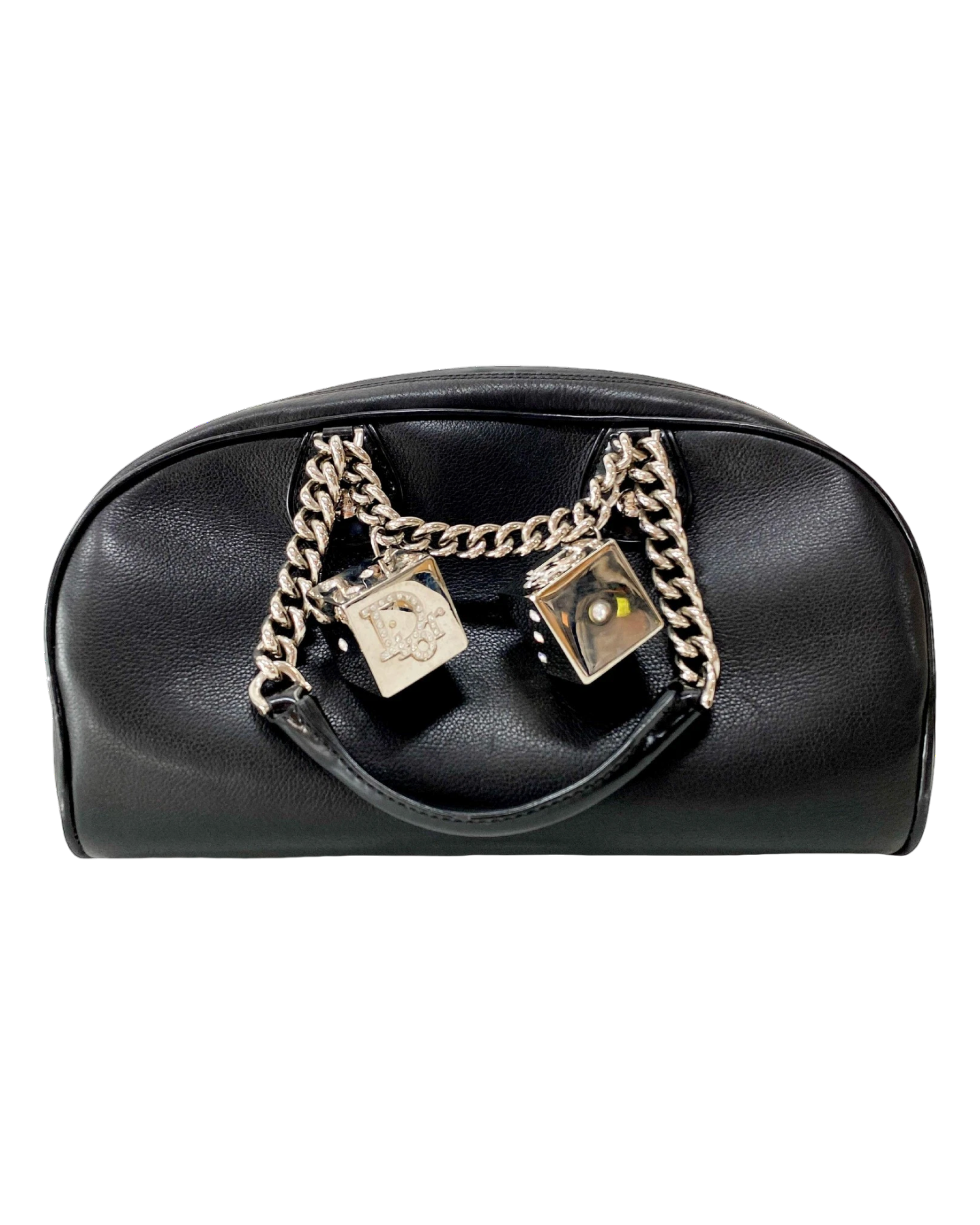 Gambler Dice Black Leather Handbag