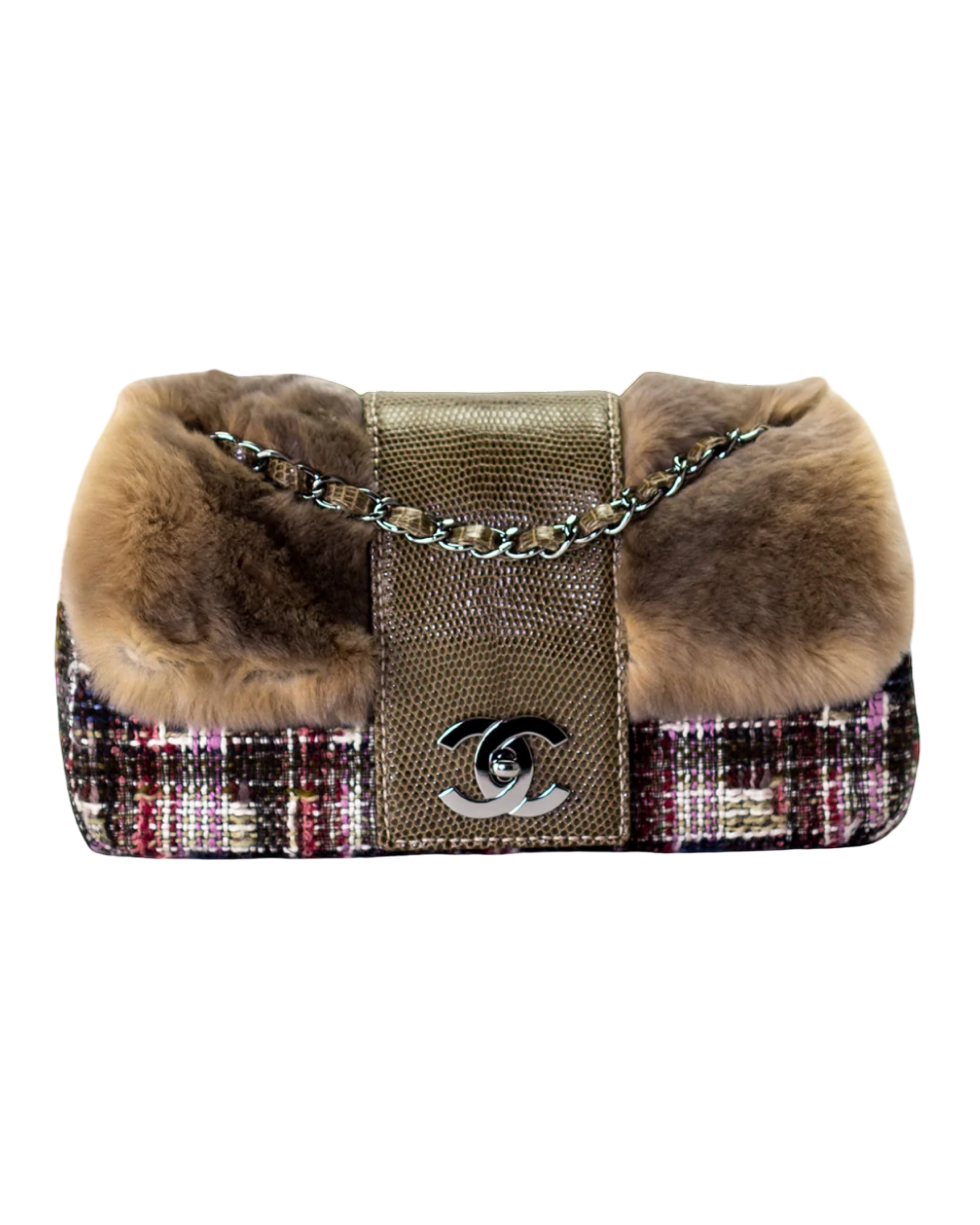 Fur and Tweed Lizard Printed Classic Small Flap