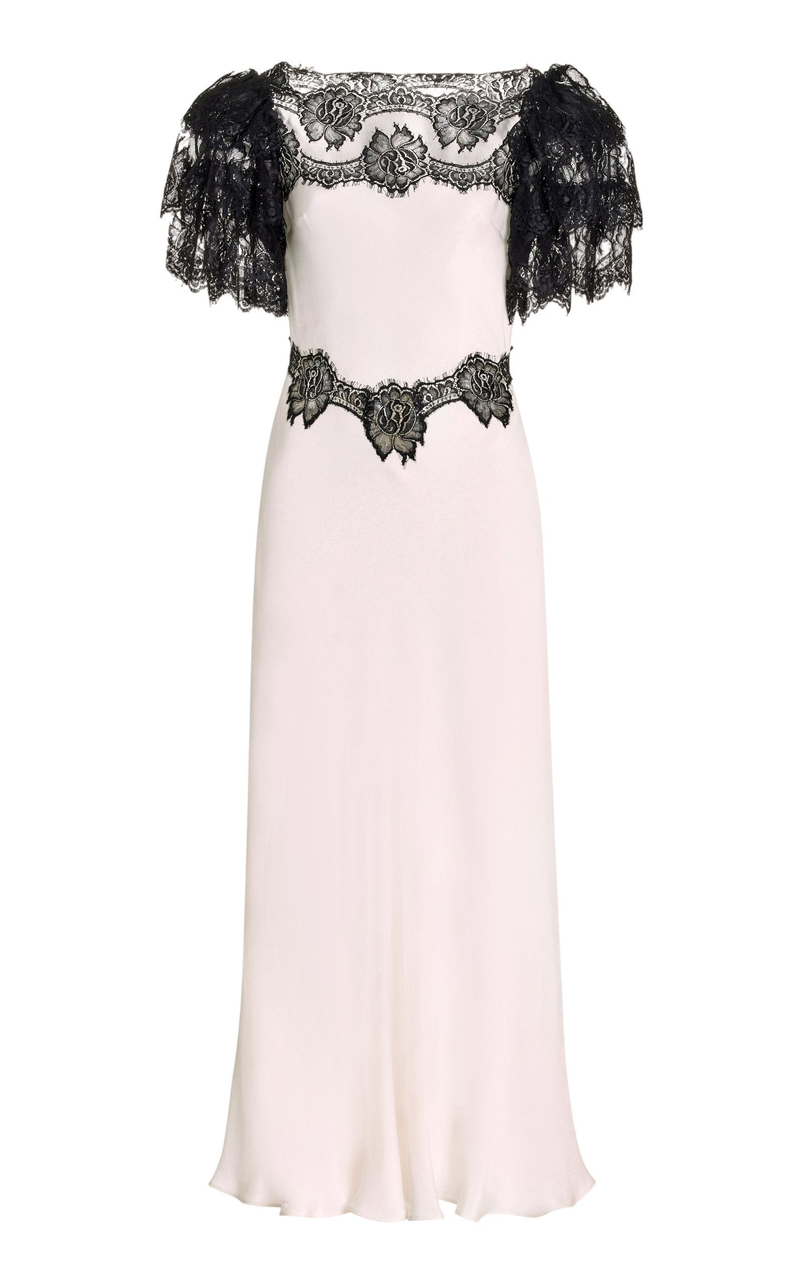 Silk Crepe Lace Maxi Dress