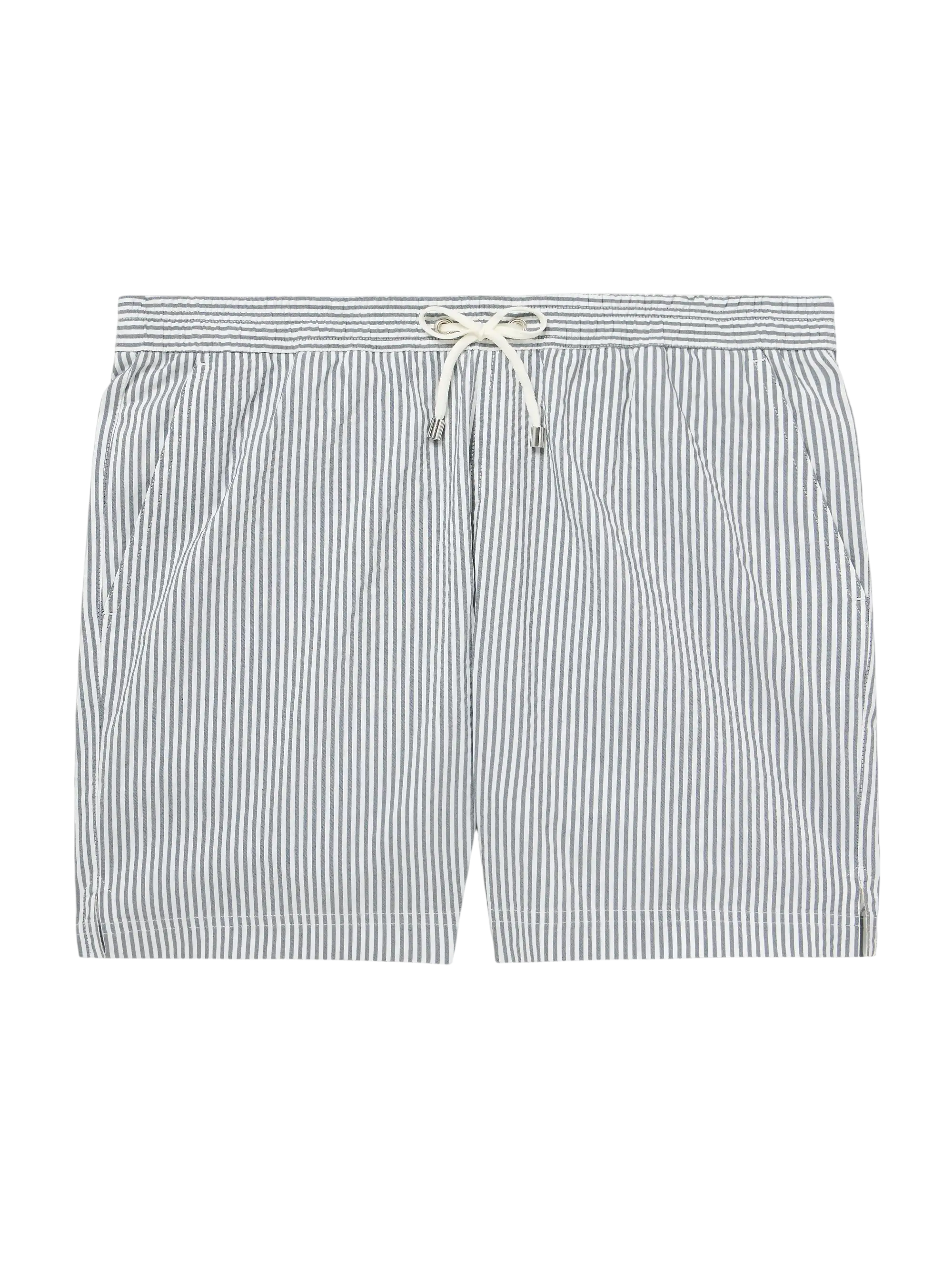 Straight-Leg Mid-Length Striped Seaqual®-Blend Seersucker Swim Shorts