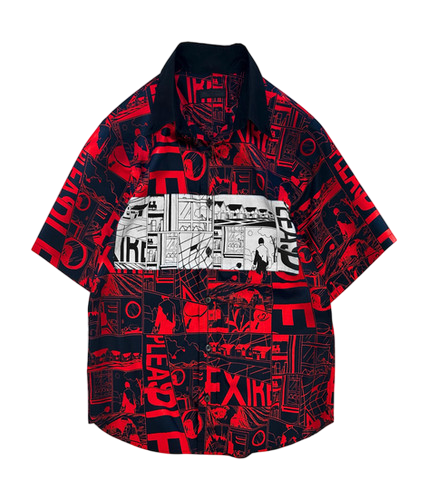 Ss18 Prada ‘comic’ Short Sleeve Camp Collar Graphic Shirt