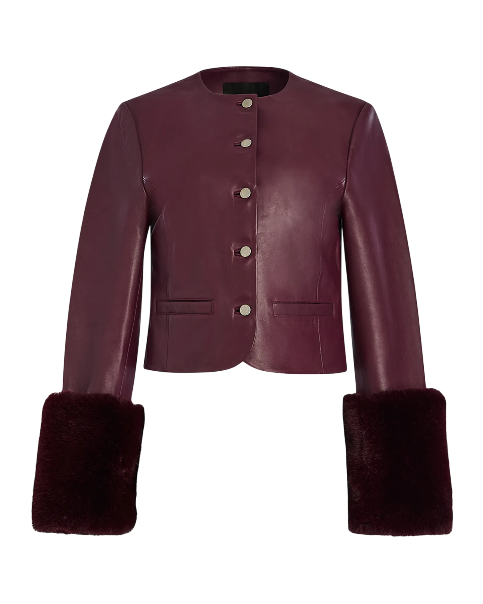 Talvi Leather Jacket With Faux Fur Cuffs