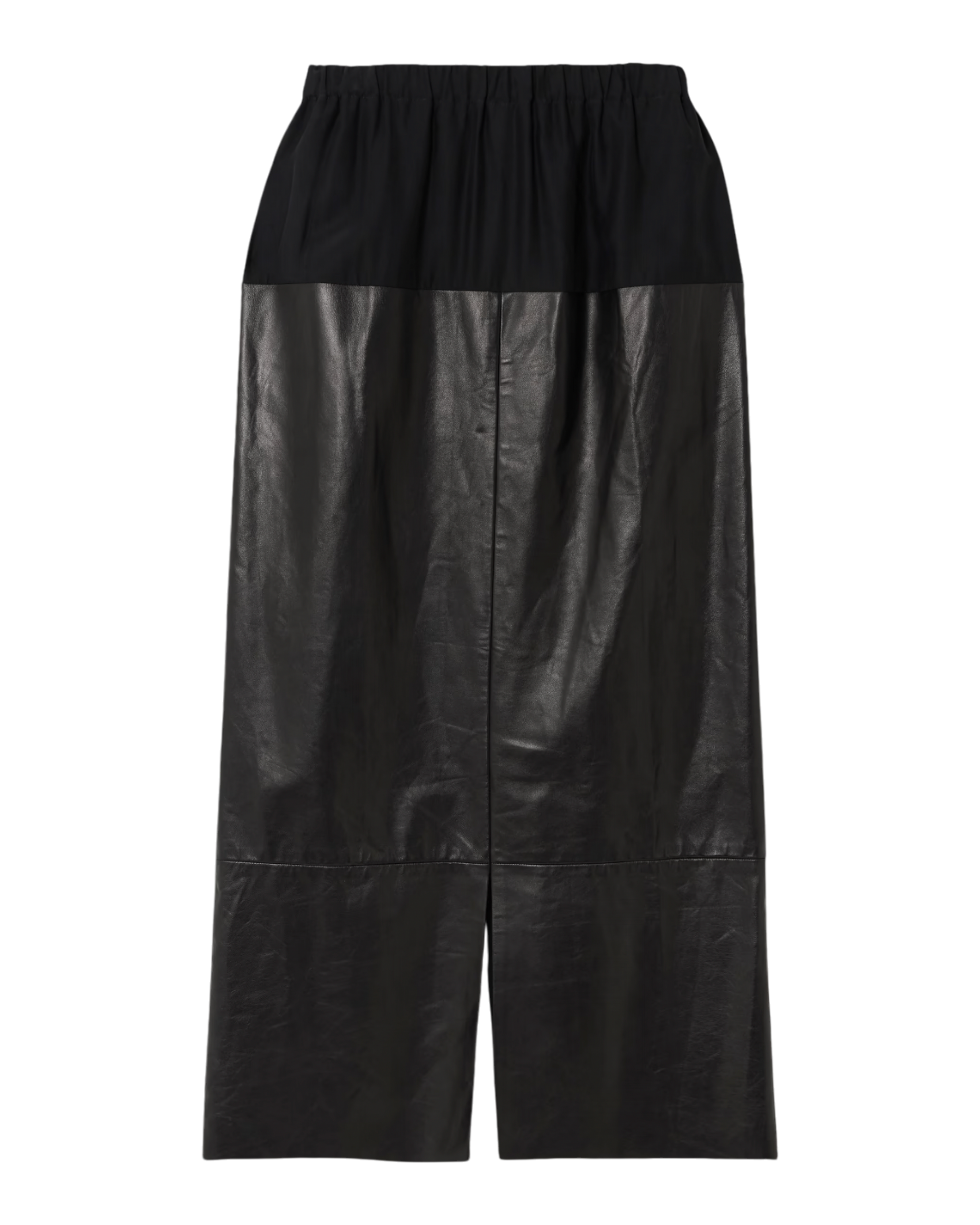 Laure Paneled Silk-Jersey And Leather Midi Skirt