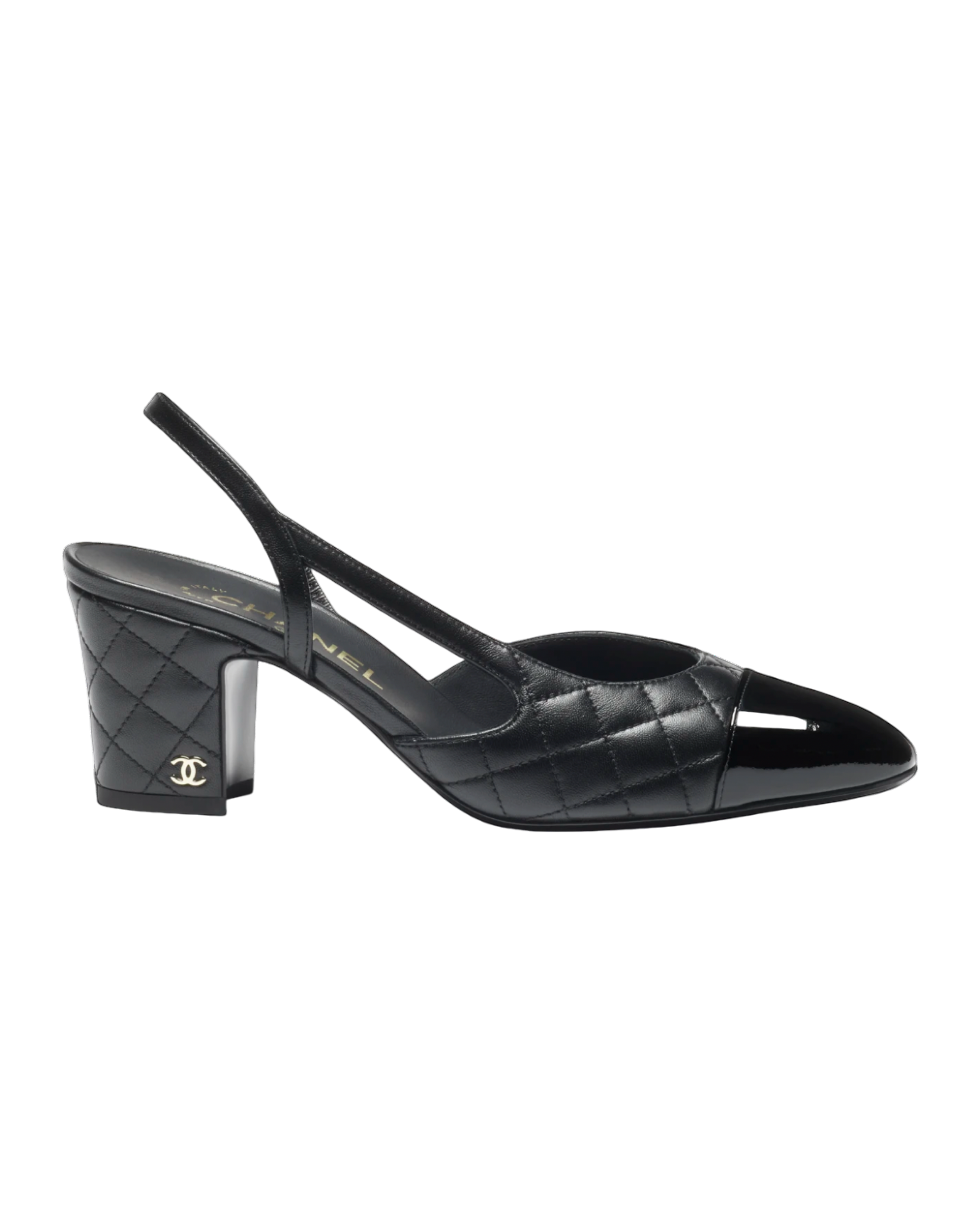  FW 25/26  Quilted Patent Toe Slingbacks