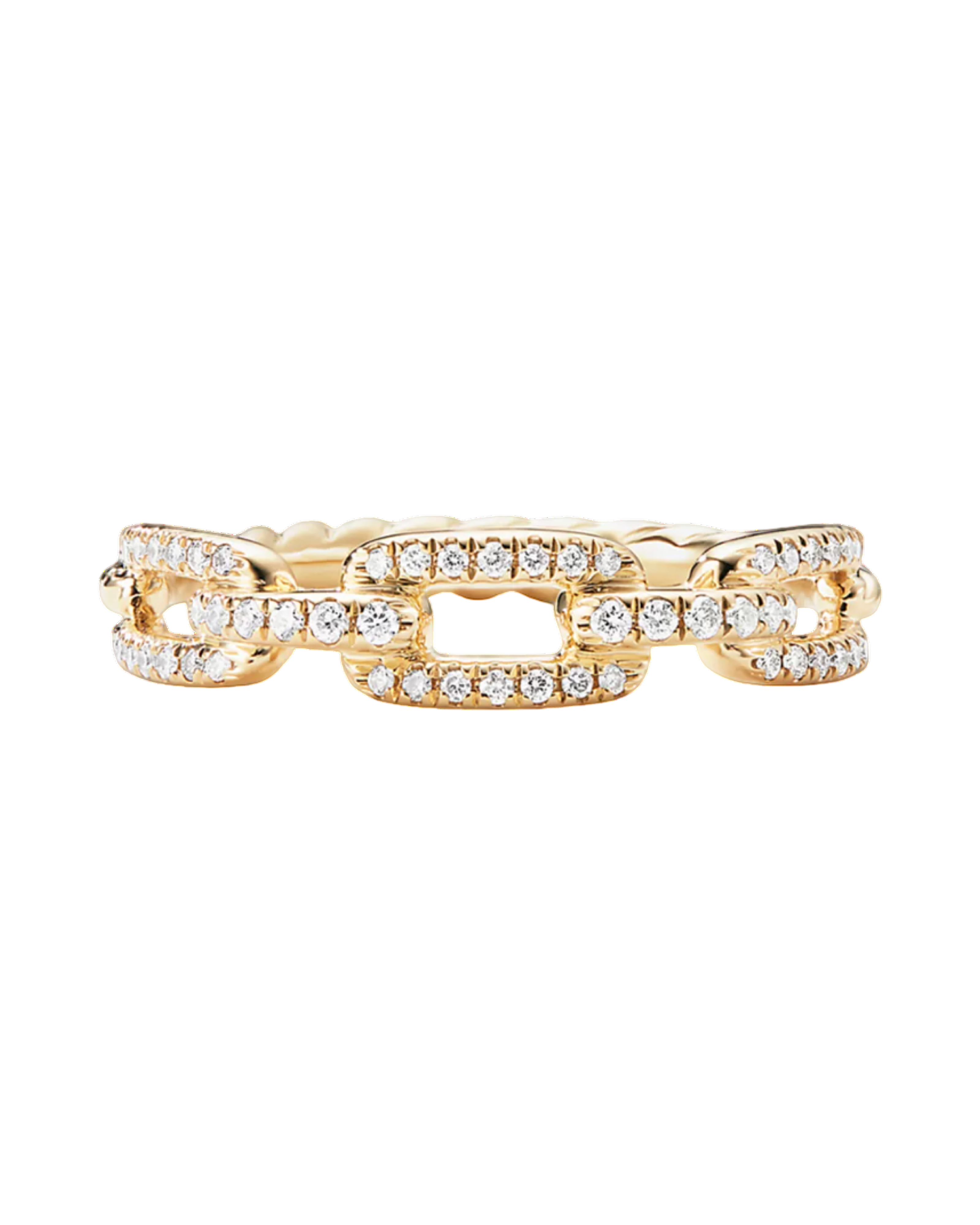 18K Yellow Gold Diamond Link Statement Ring