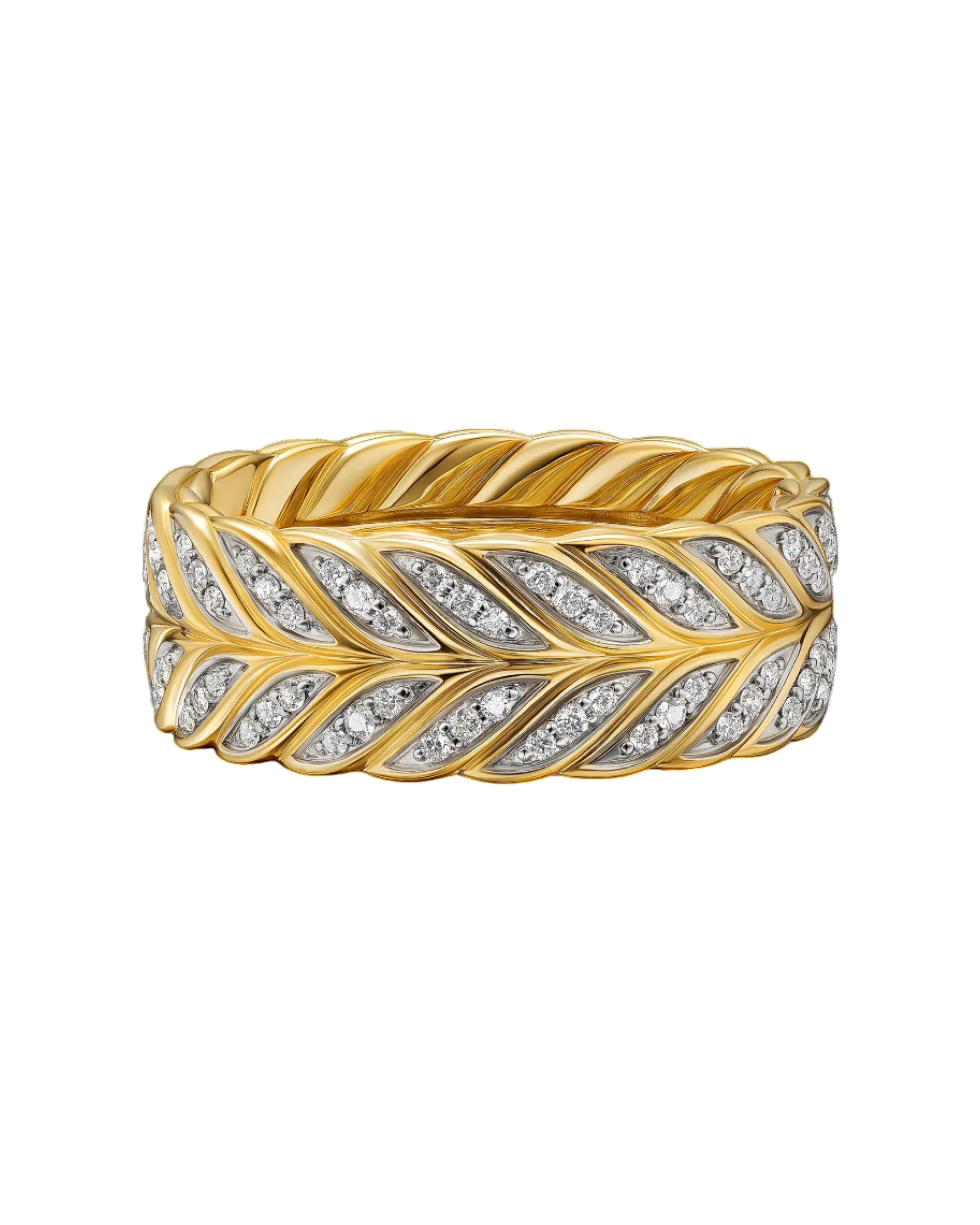 Chevron Pave Band Ring in 18K Yellow Gold