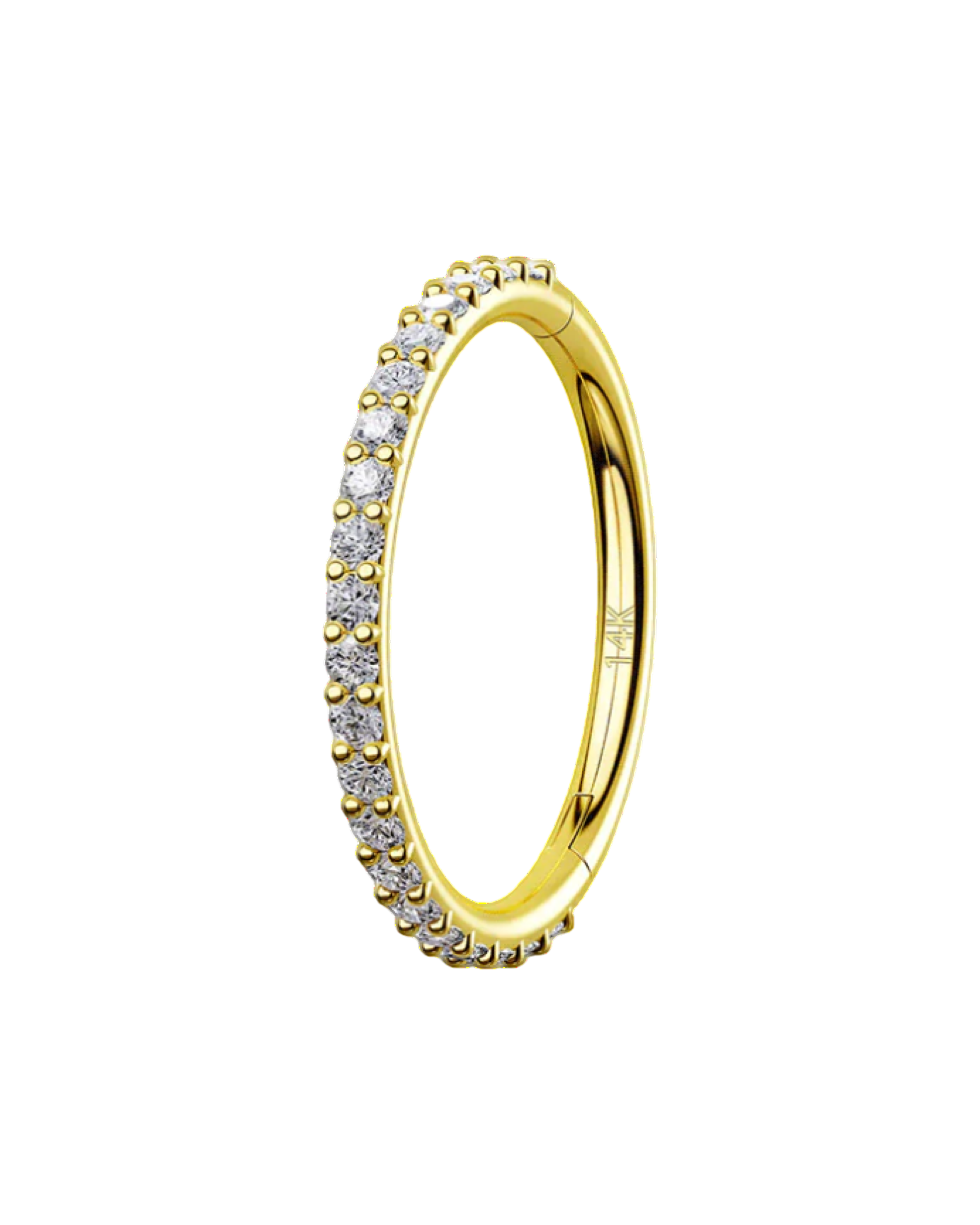 18G 14K Gold Crystal CZ Segment Nose Hoop