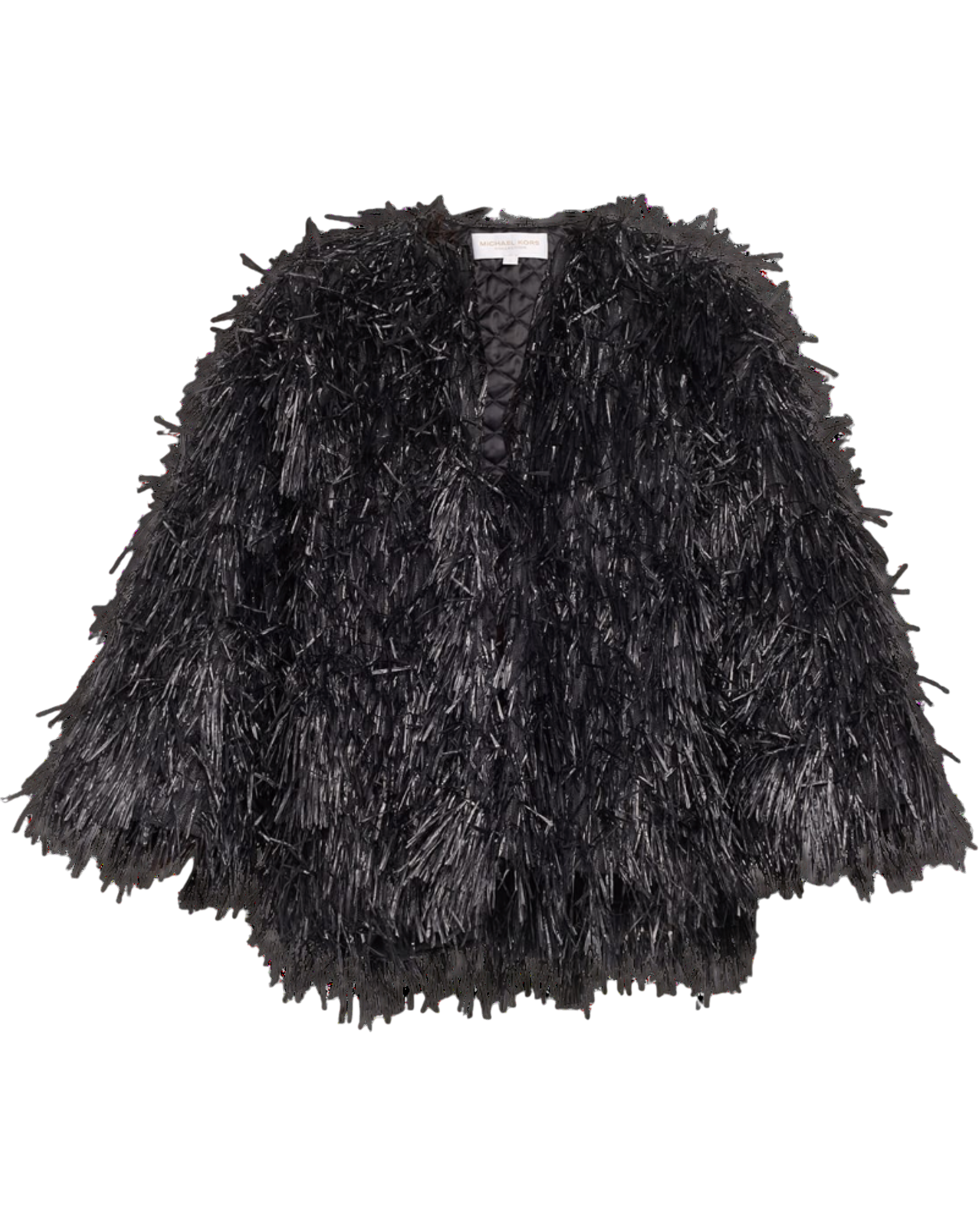 Hand-Embroidered Fringe Chubby Jacket