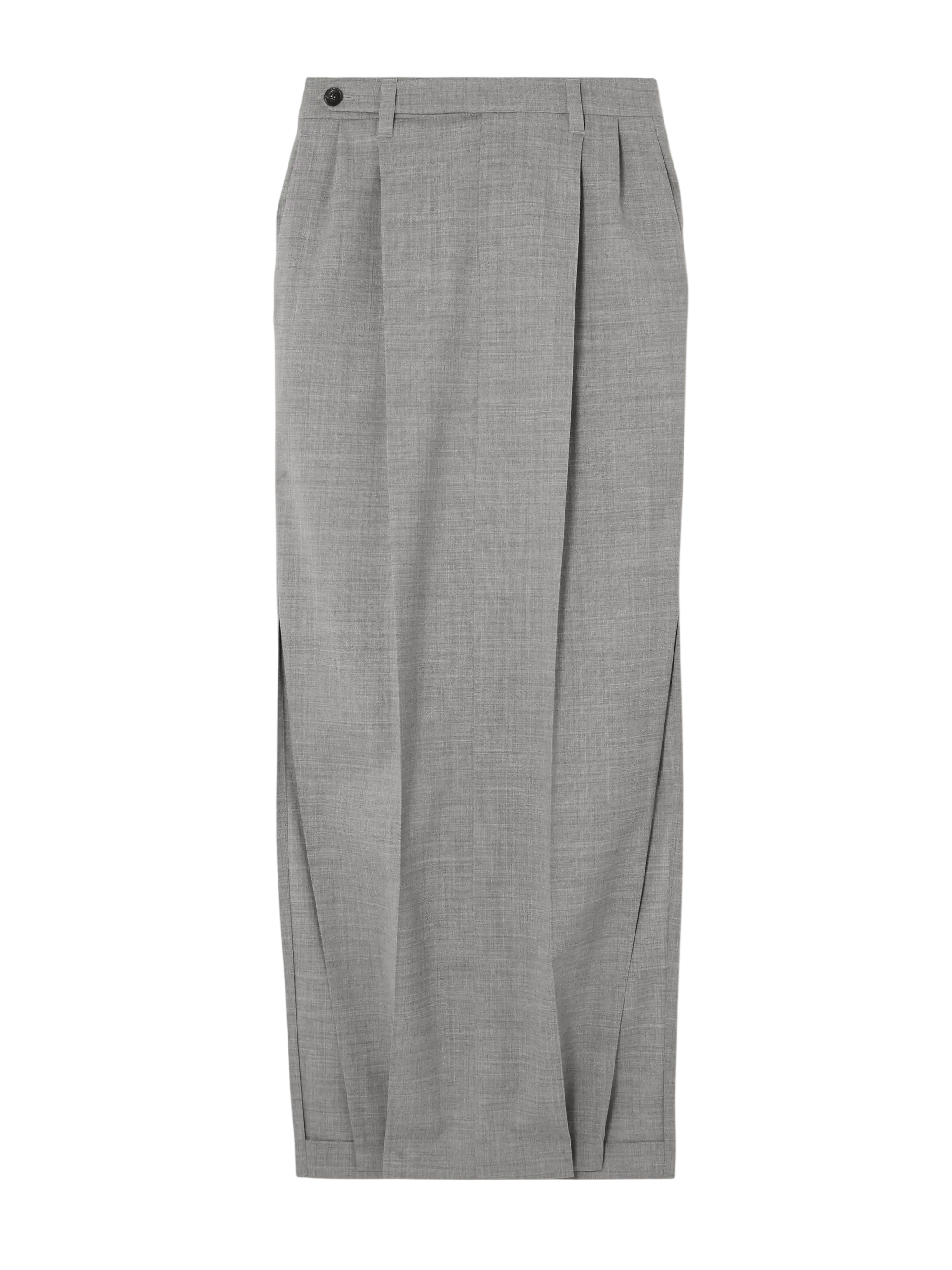 Pleated Stretch-Wool Maxi Skirt