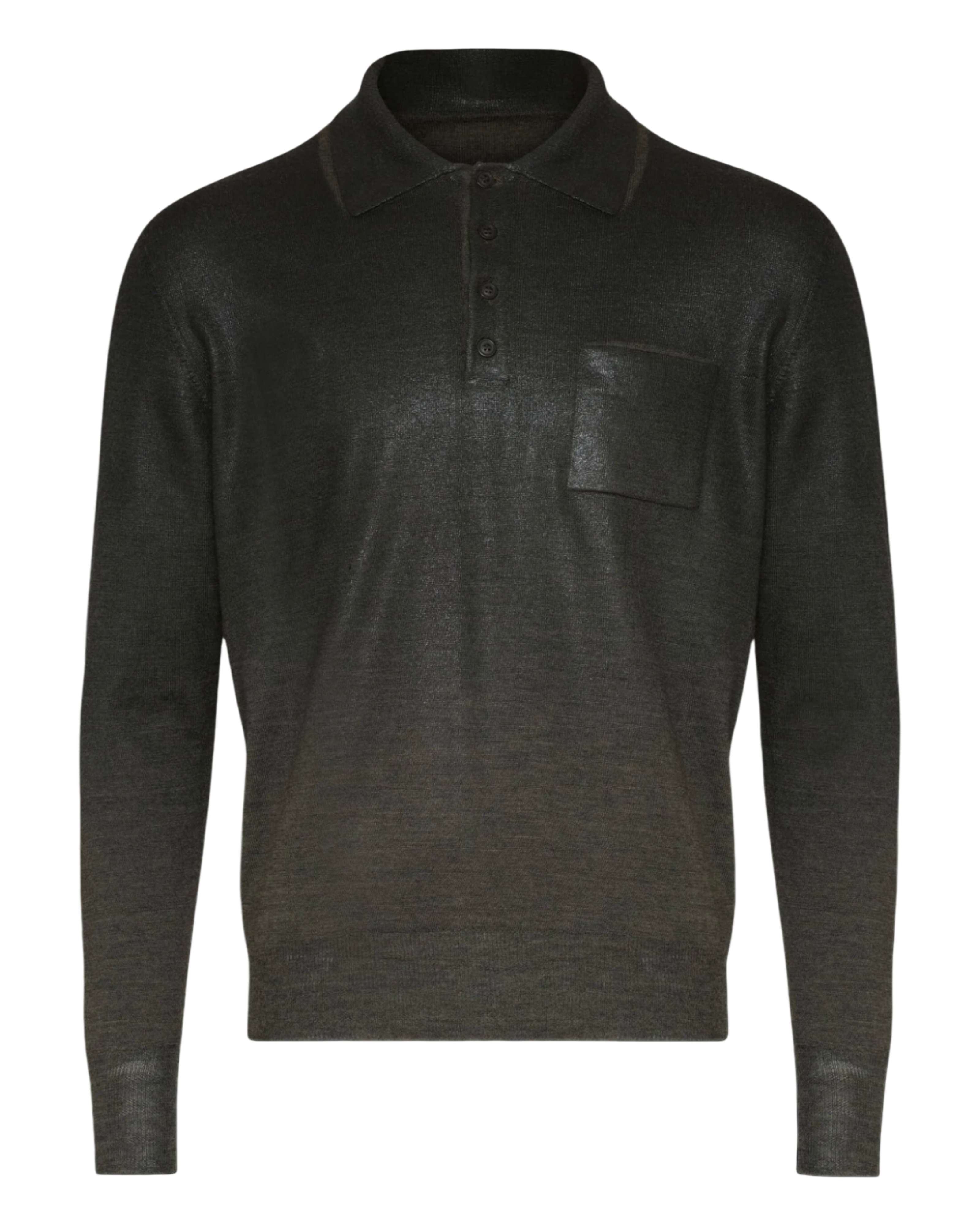  Foil Print Pocket Polo Wool Sweater