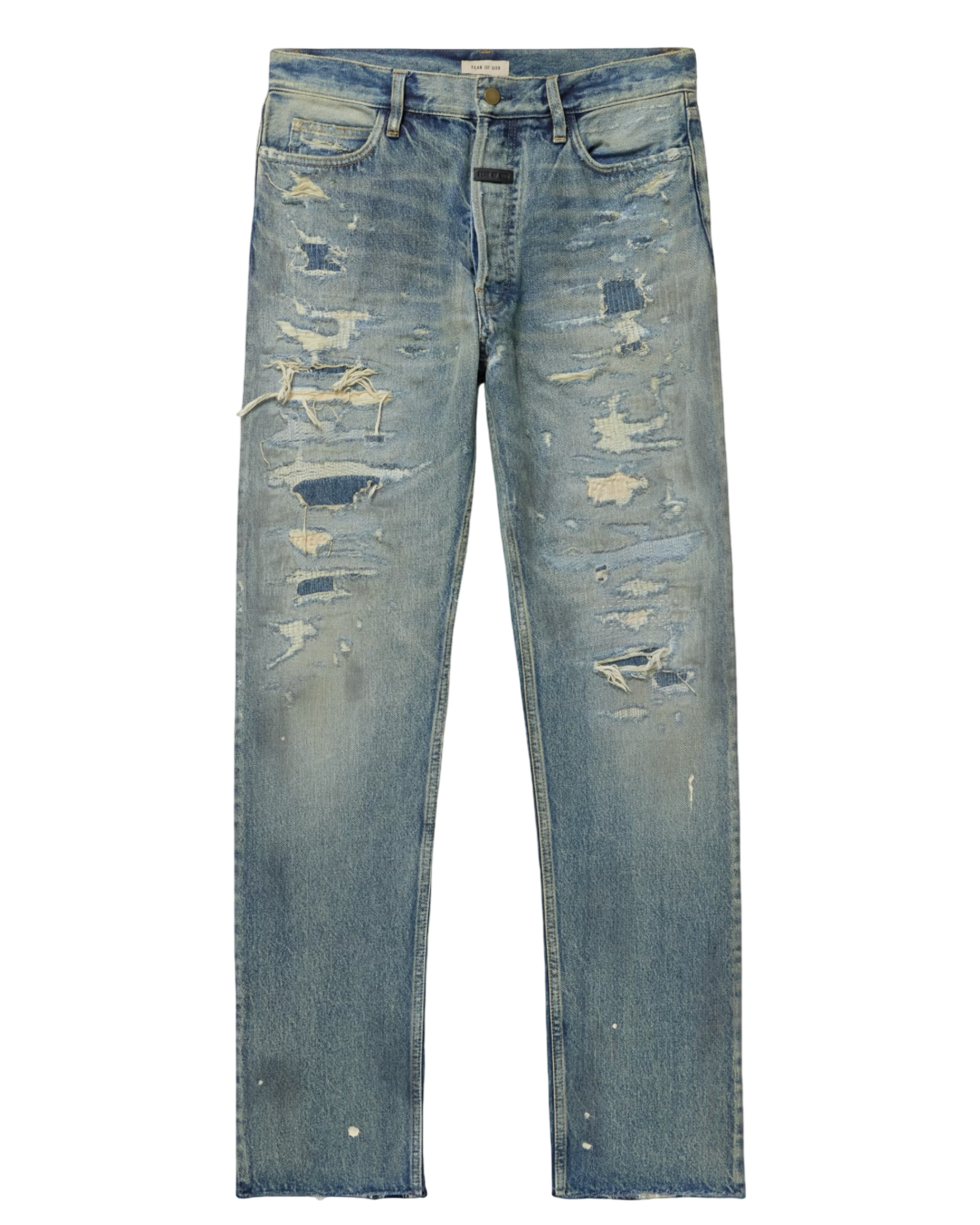 Straight-Leg Logo-Appliquéd Distressed Jeans