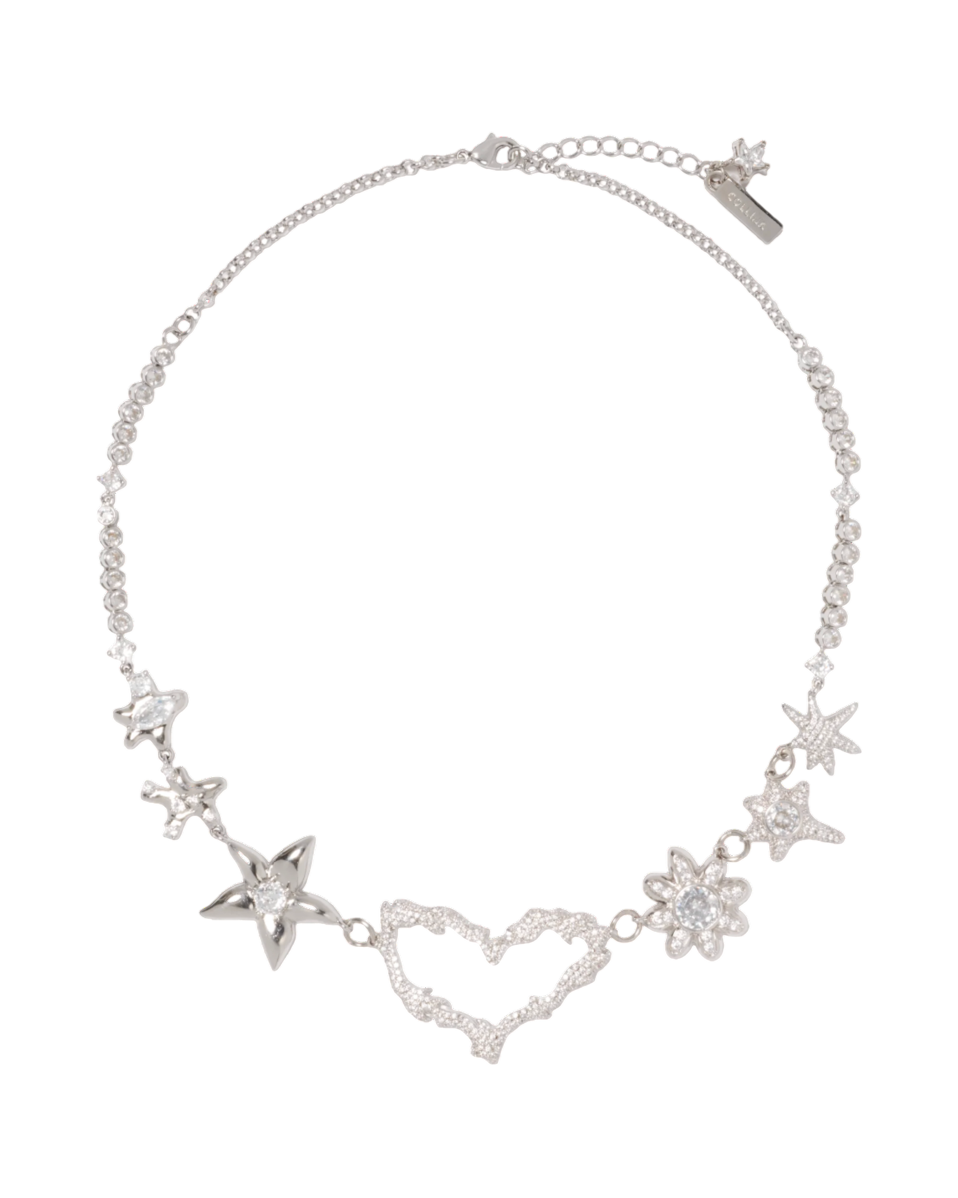 Crystal Clear Heart Flame Constellation Necklace