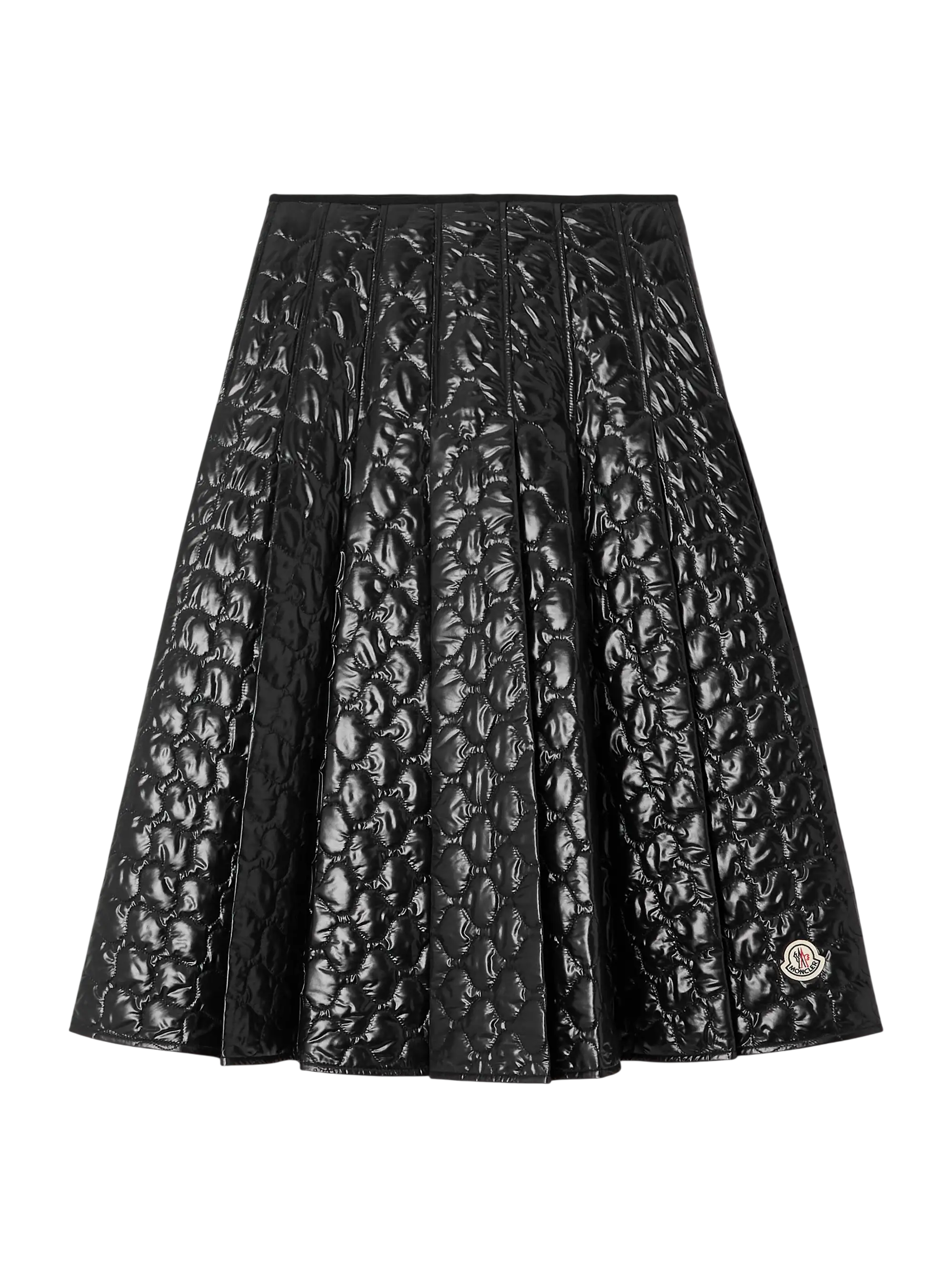 Appliquéd Pleated Quilted Padded Shell Skirt
