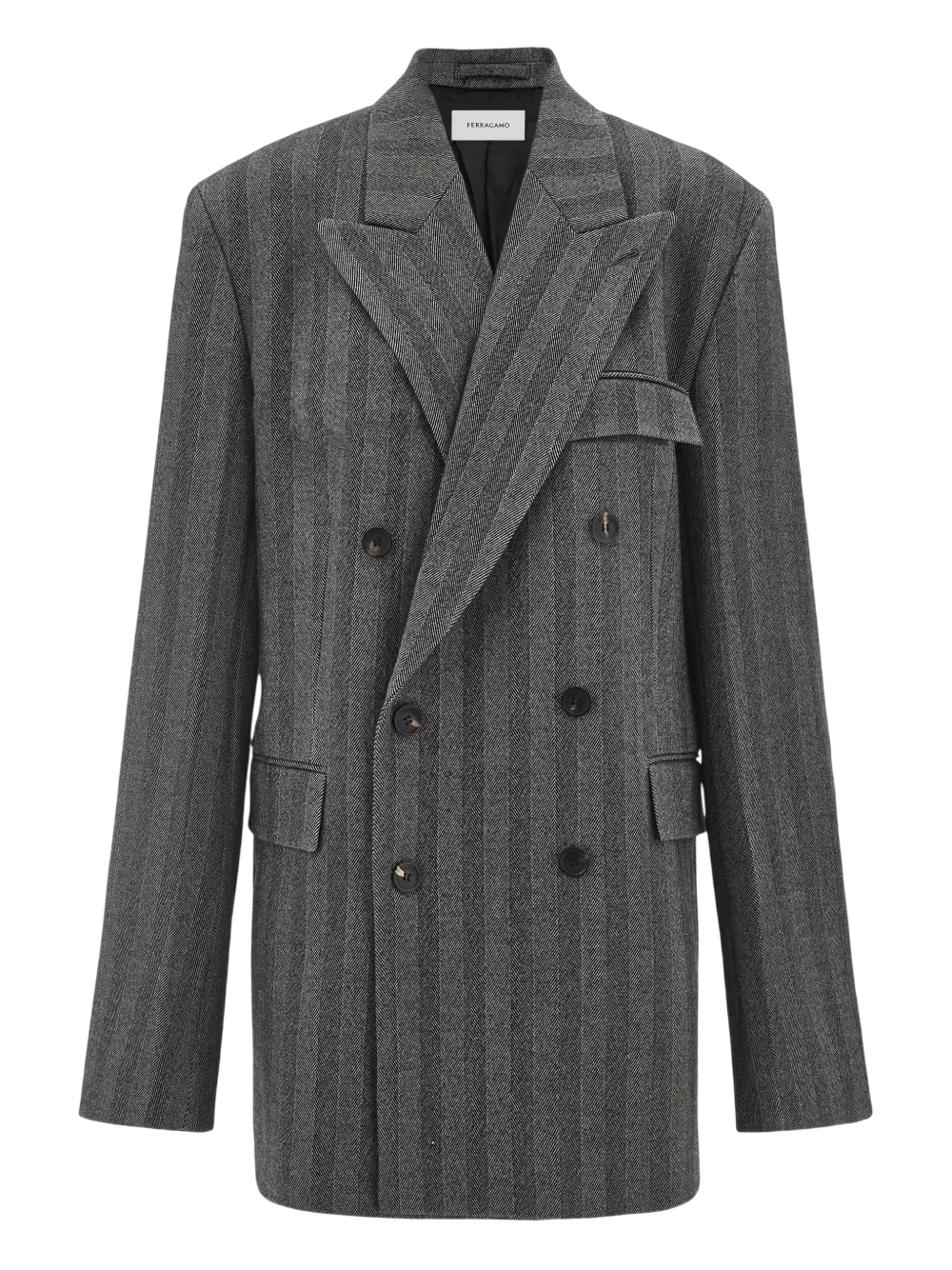 Herringbone Double-Breasted Blazer