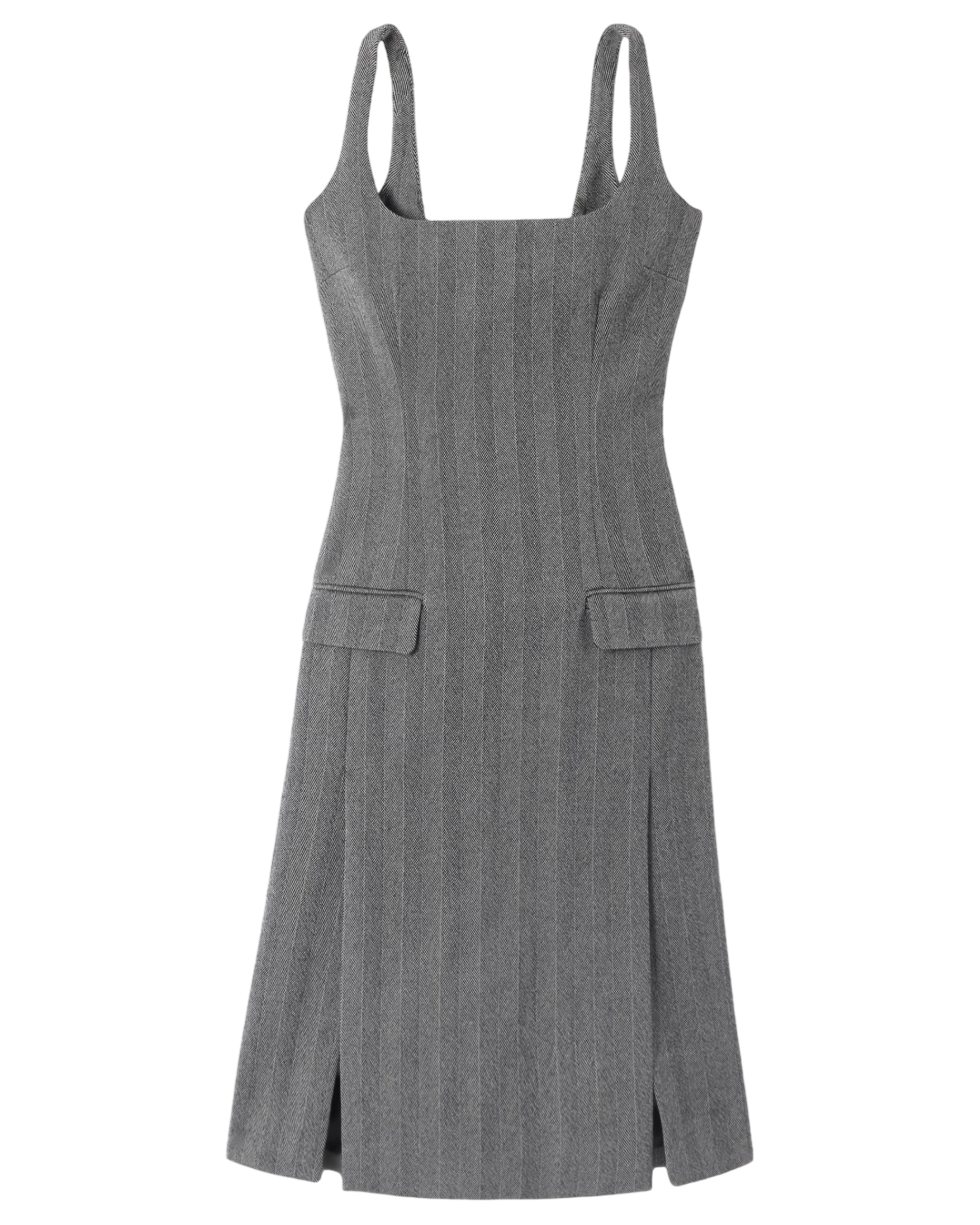 Striped Herringbone Wool-blend Dress