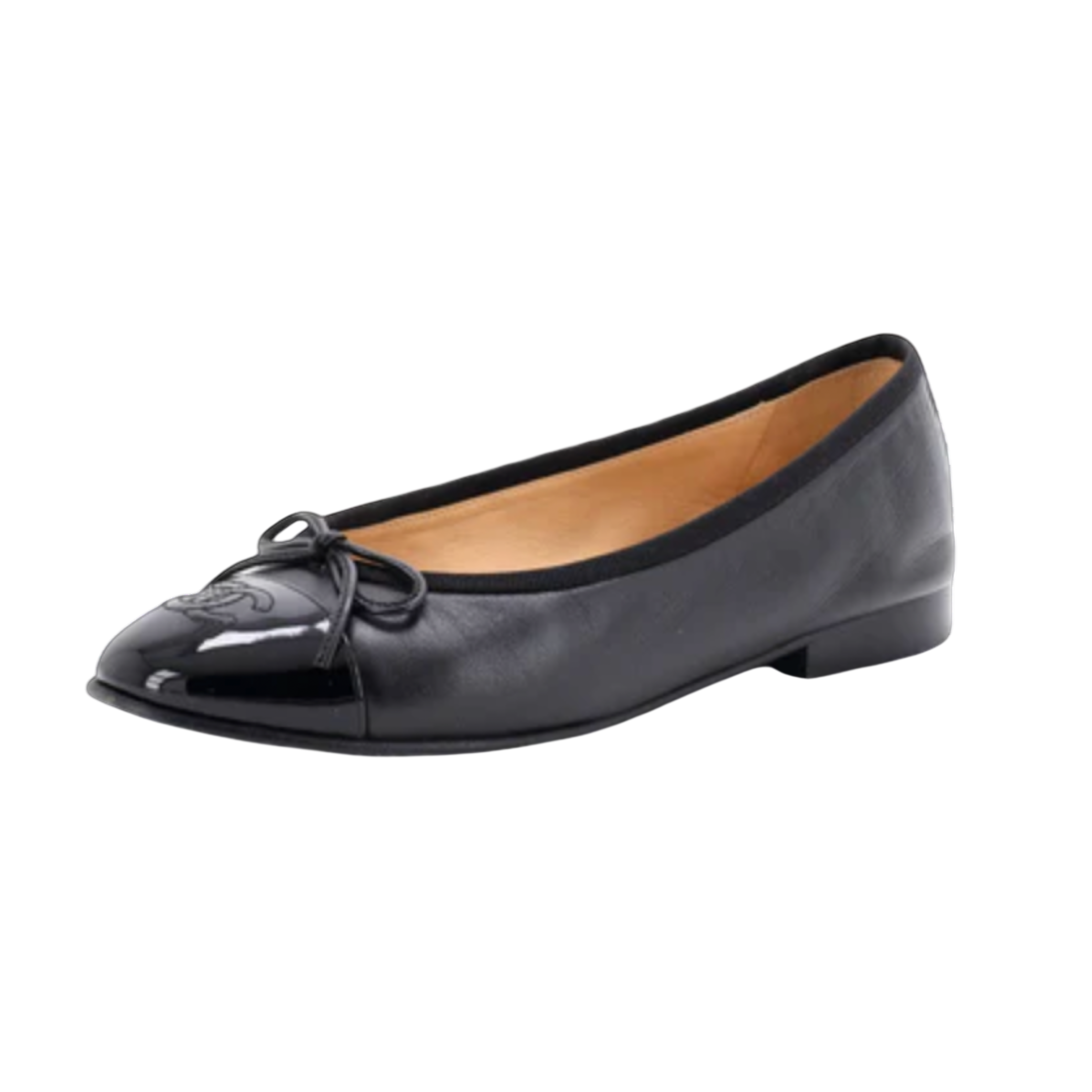 CC Cap Toe Bow Ballerina Flats Leather and Patent