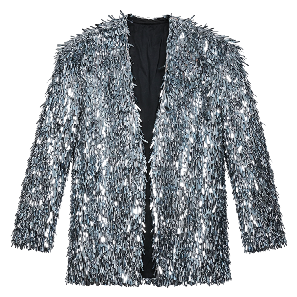 Sequin collarless silhouette suit