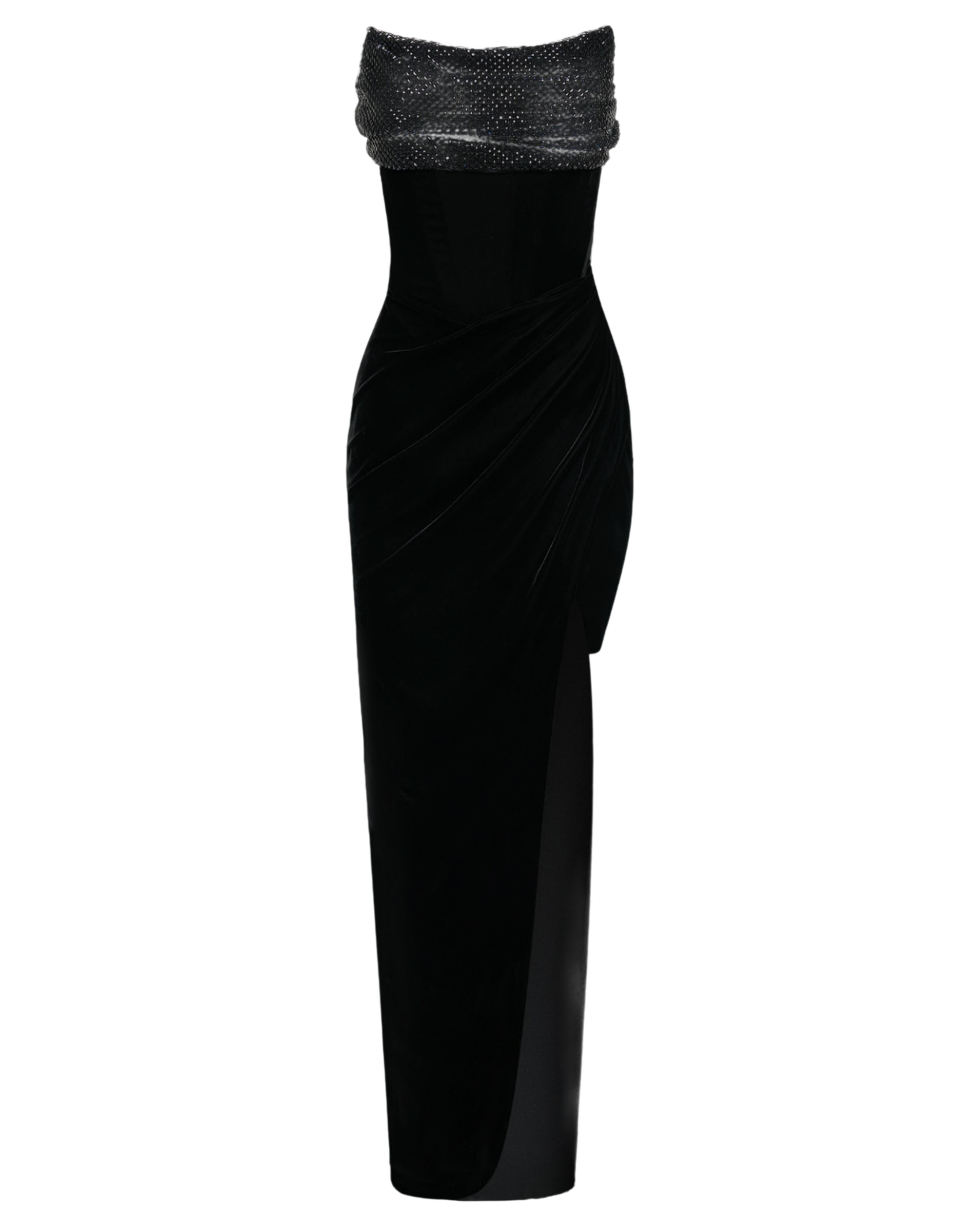 Black Evening Dress With Crystal Embellishments