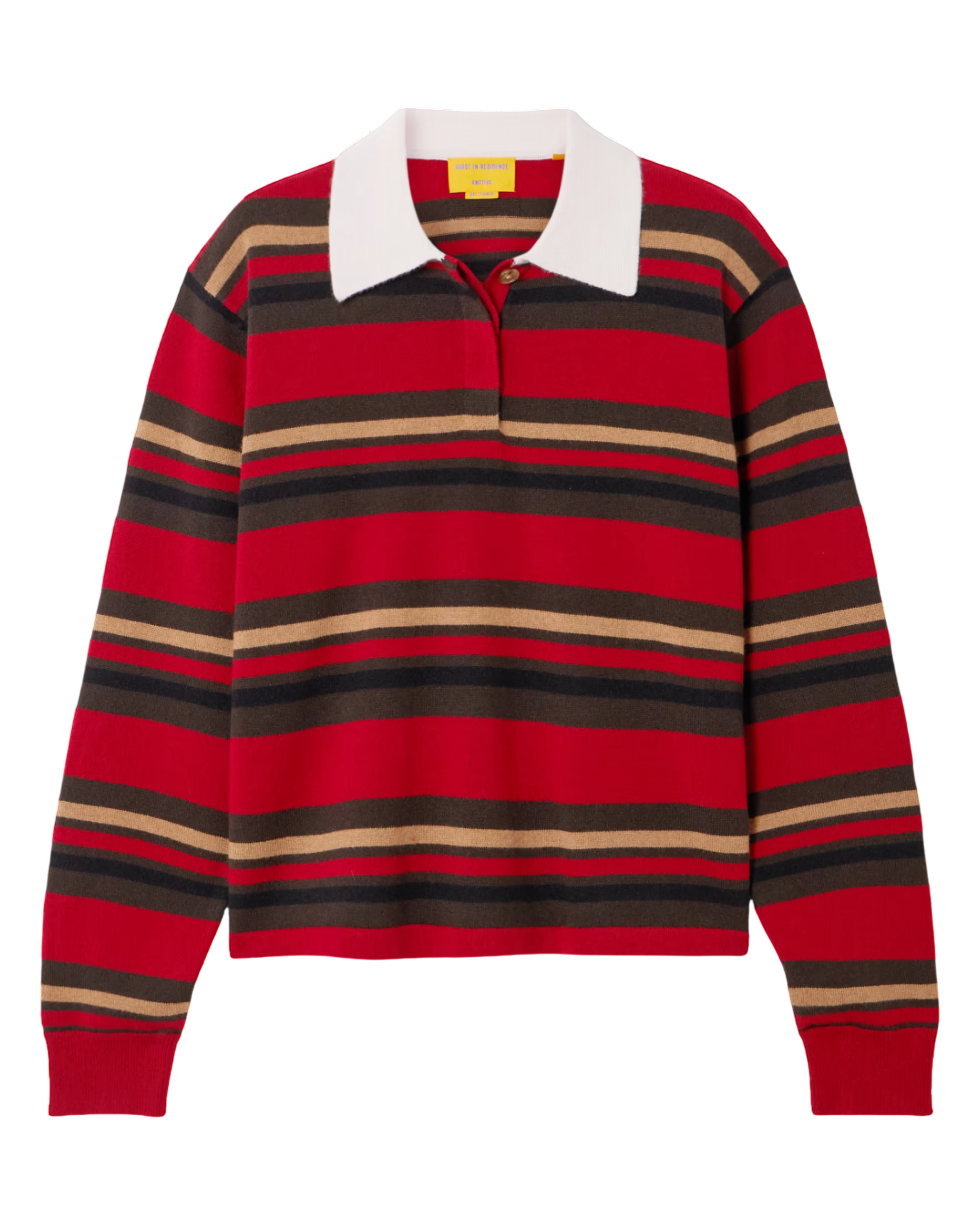 Cropped Striped Cashmere Polo Shirt