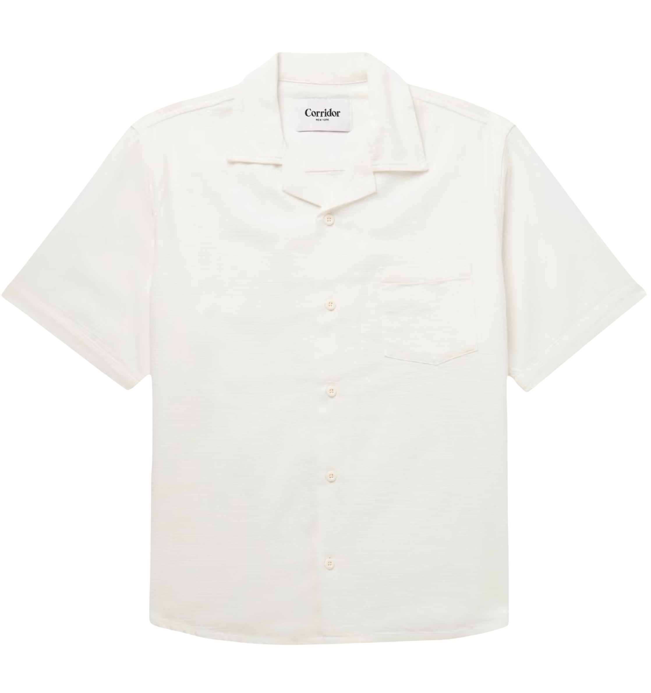 Camp-Collar Basketweave Cotton Shirt