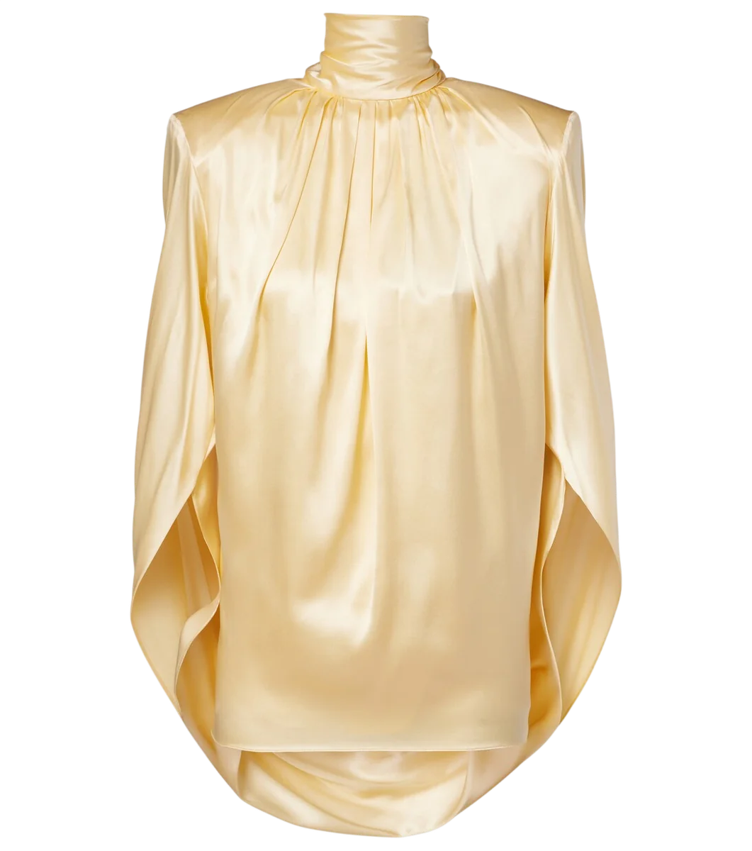 Draped Silk-Blend Satin Top