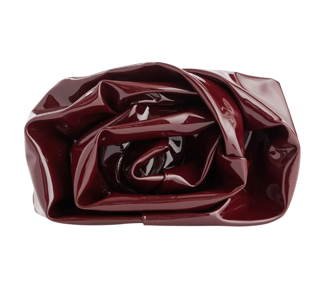Burgundy Rose patent clutch bag