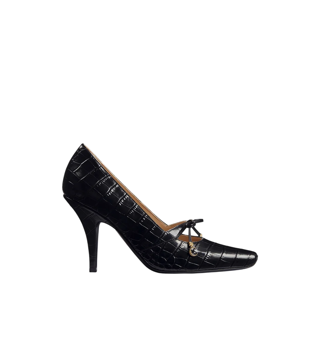 Muse Pump Black Crocodile Printed Calfskin