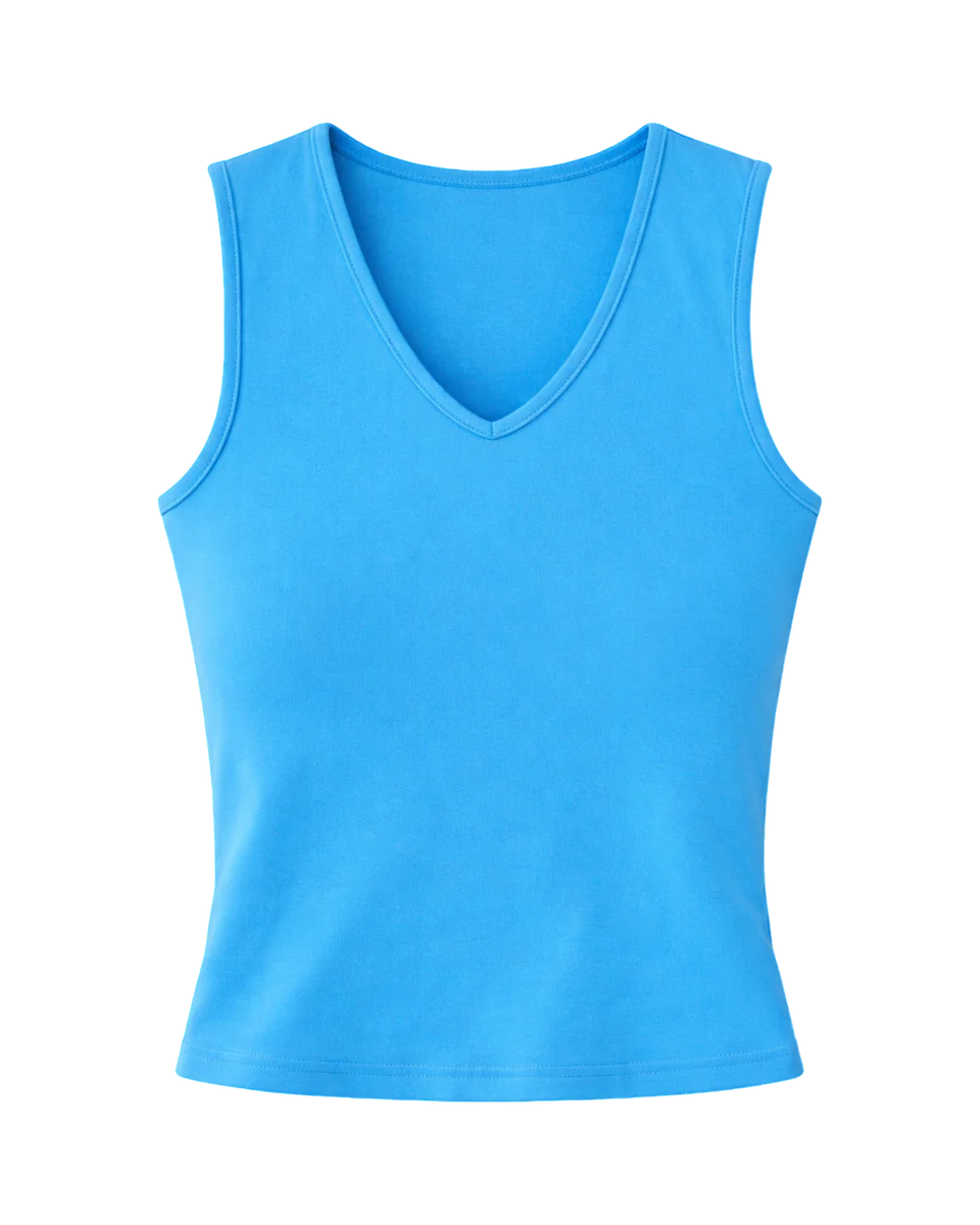 V Neck Tank Blue