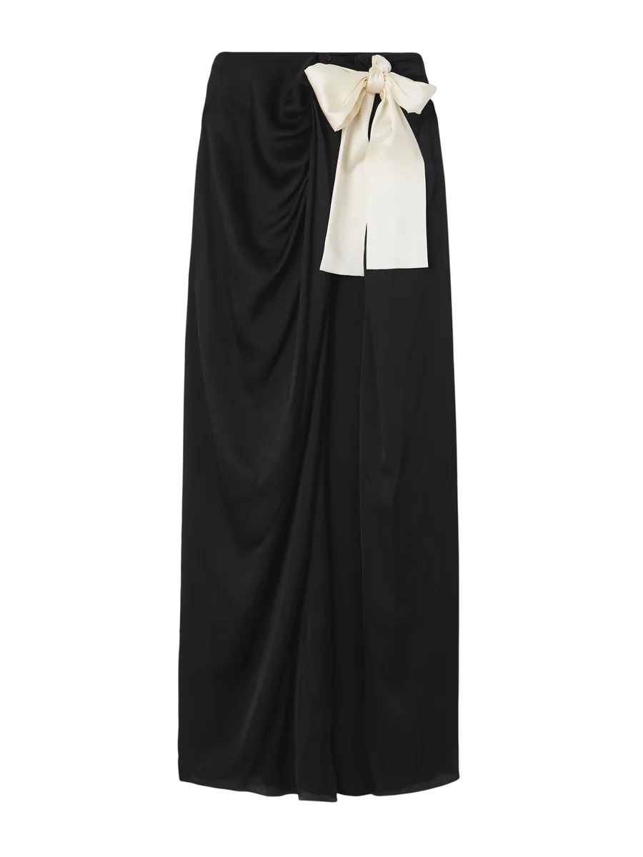 Bow-detailed Silk-charmeuse Maxi Skirt