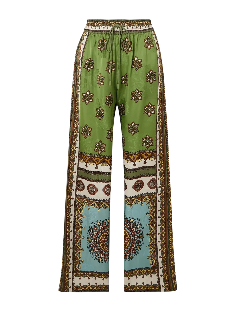 Contina Printed Jacquard Wide-Leg Pants