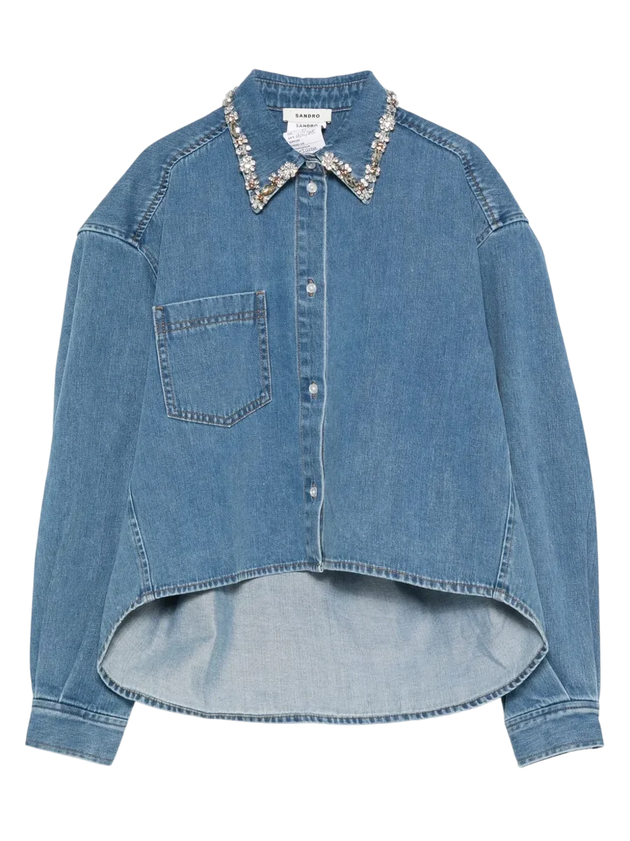 Embellished-collar Denim Shirt