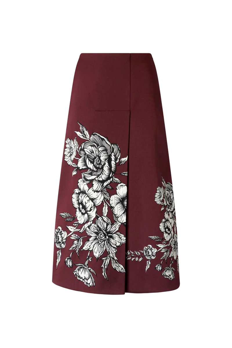 Floral Jacquard A-Line Skirt