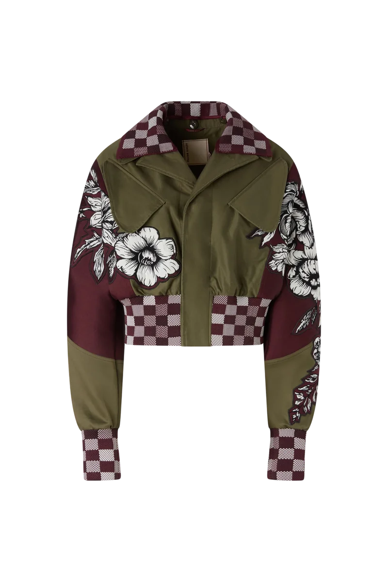 Parka Bomber with Floral Jacquard Details
