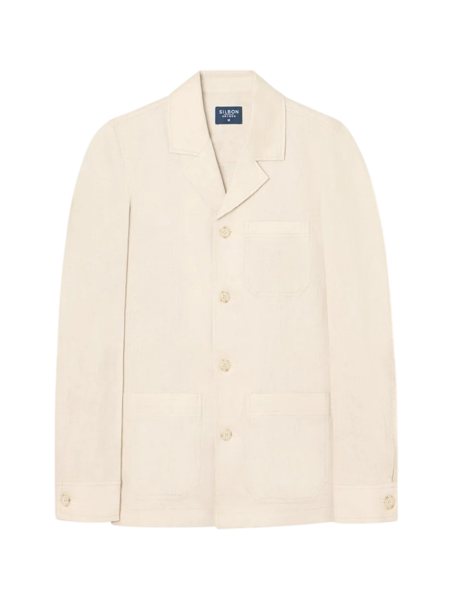 Unique Linen Overshirt with Beige Pockets