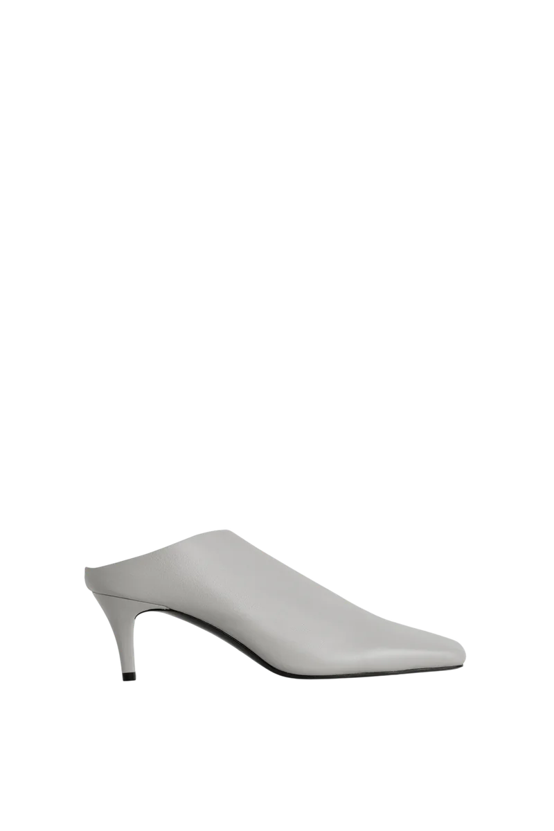 Draped Leather Kitten-Heel Mules