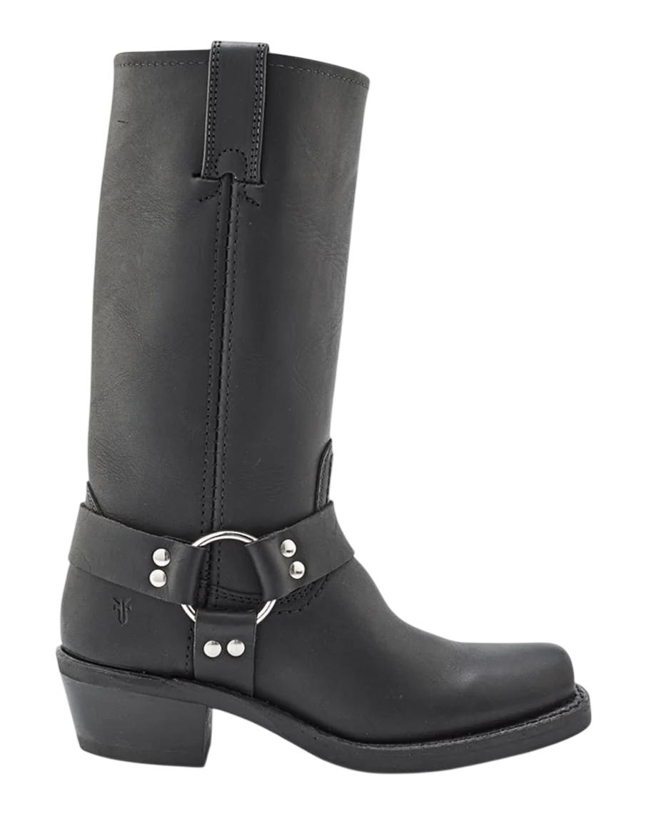 Tall Leather Harness Biker Boots